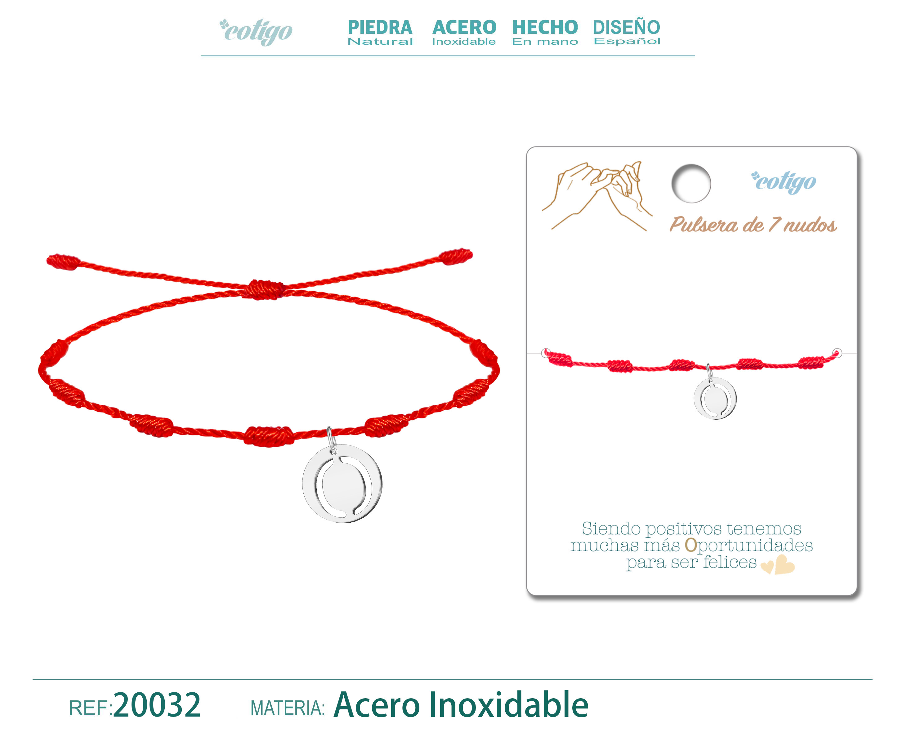 PULSERA 7 NUDOS CON LETRA O COLOR PLATEADO