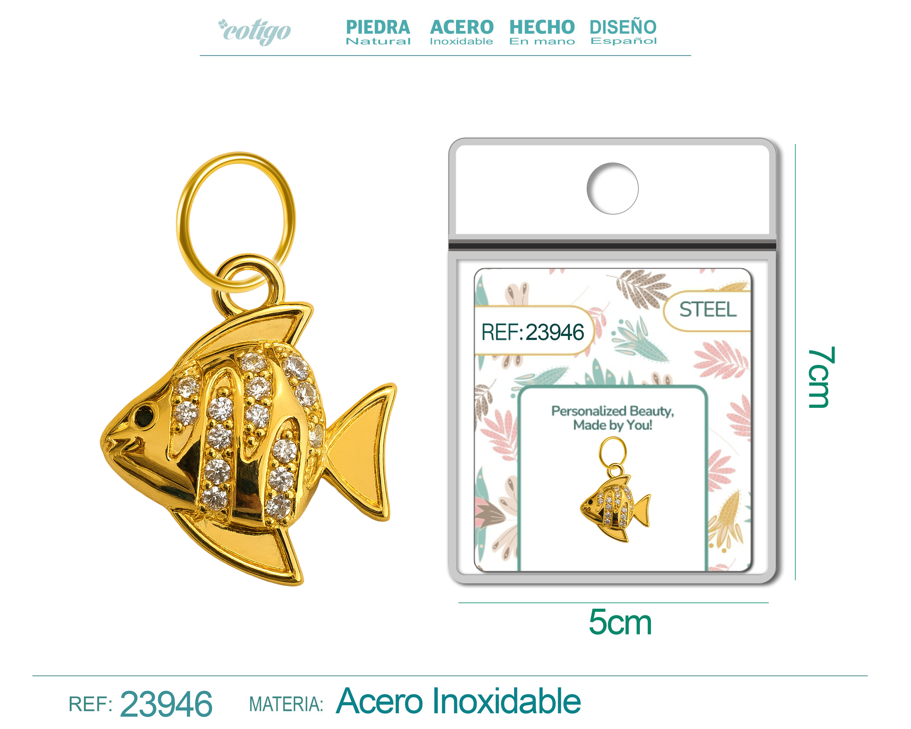 CHARM DE COBRE CHAPADO ORO 14K CON CIRCONITA