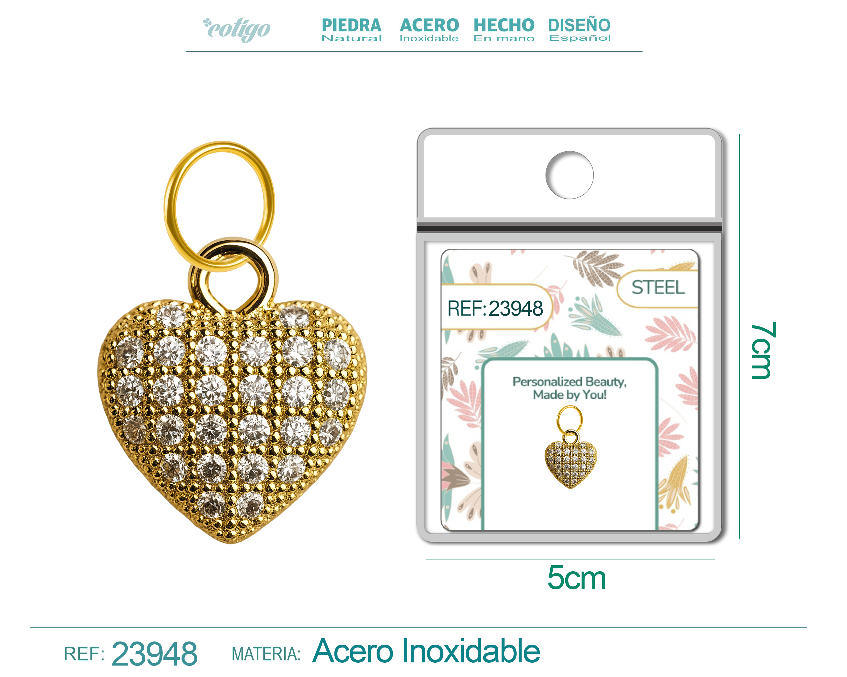 CHARM DE COBRE CHAPADO ORO 14K CON CIRCONITA