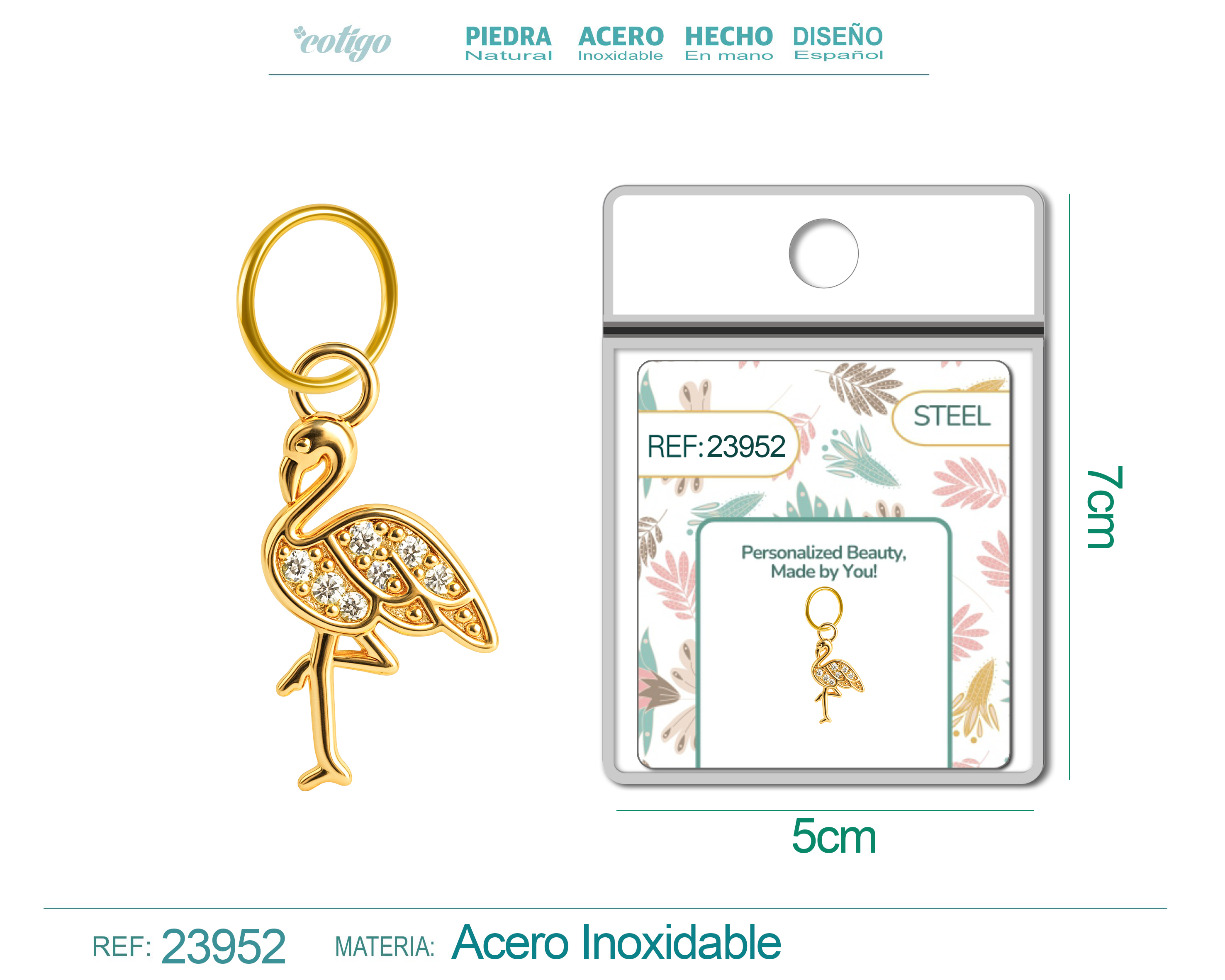 CHARM DE COBRE CHAPADO ORO 14K CON CIRCONITA