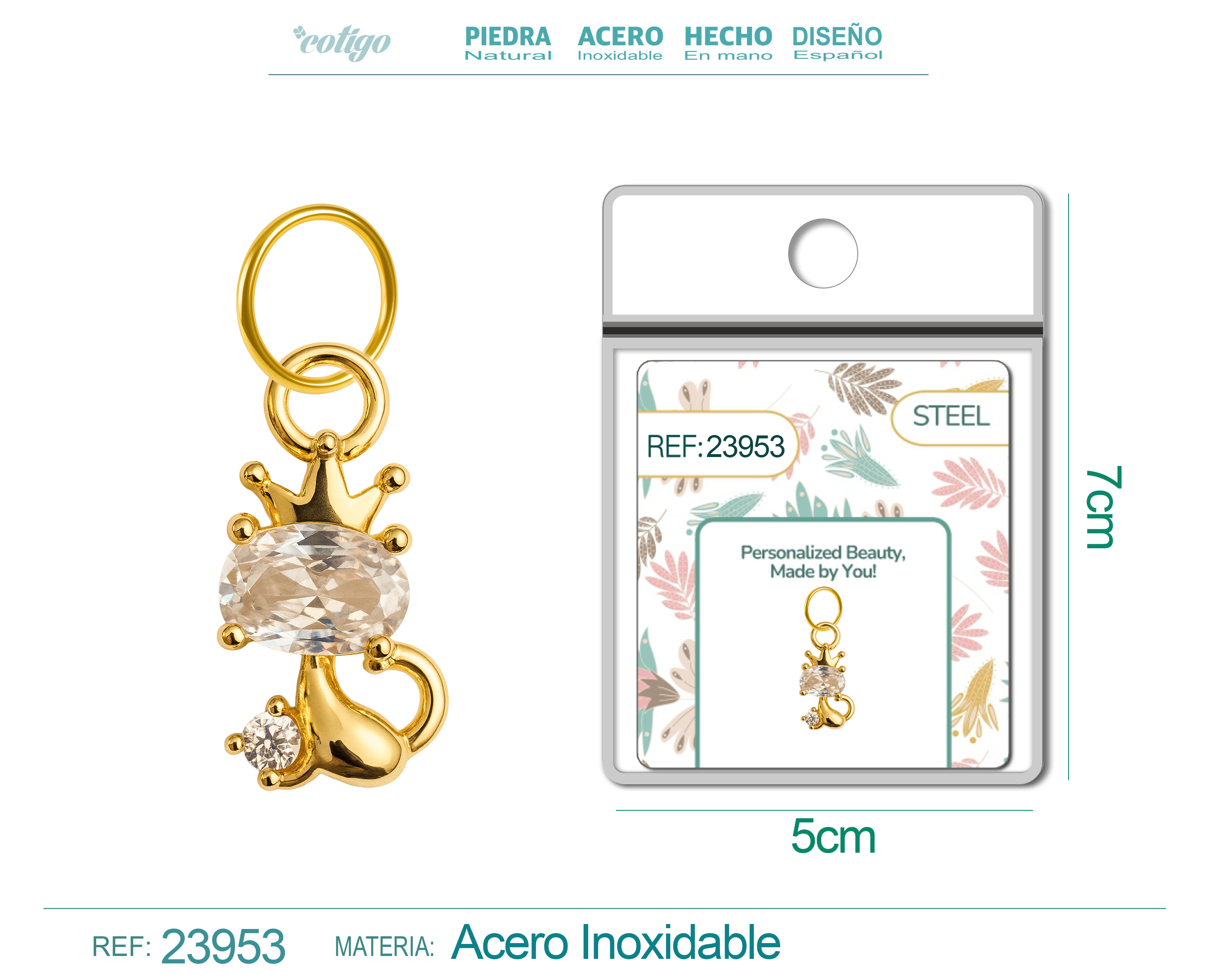CHARM DE COBRE CHAPADO ORO 14K CON CIRCONITA