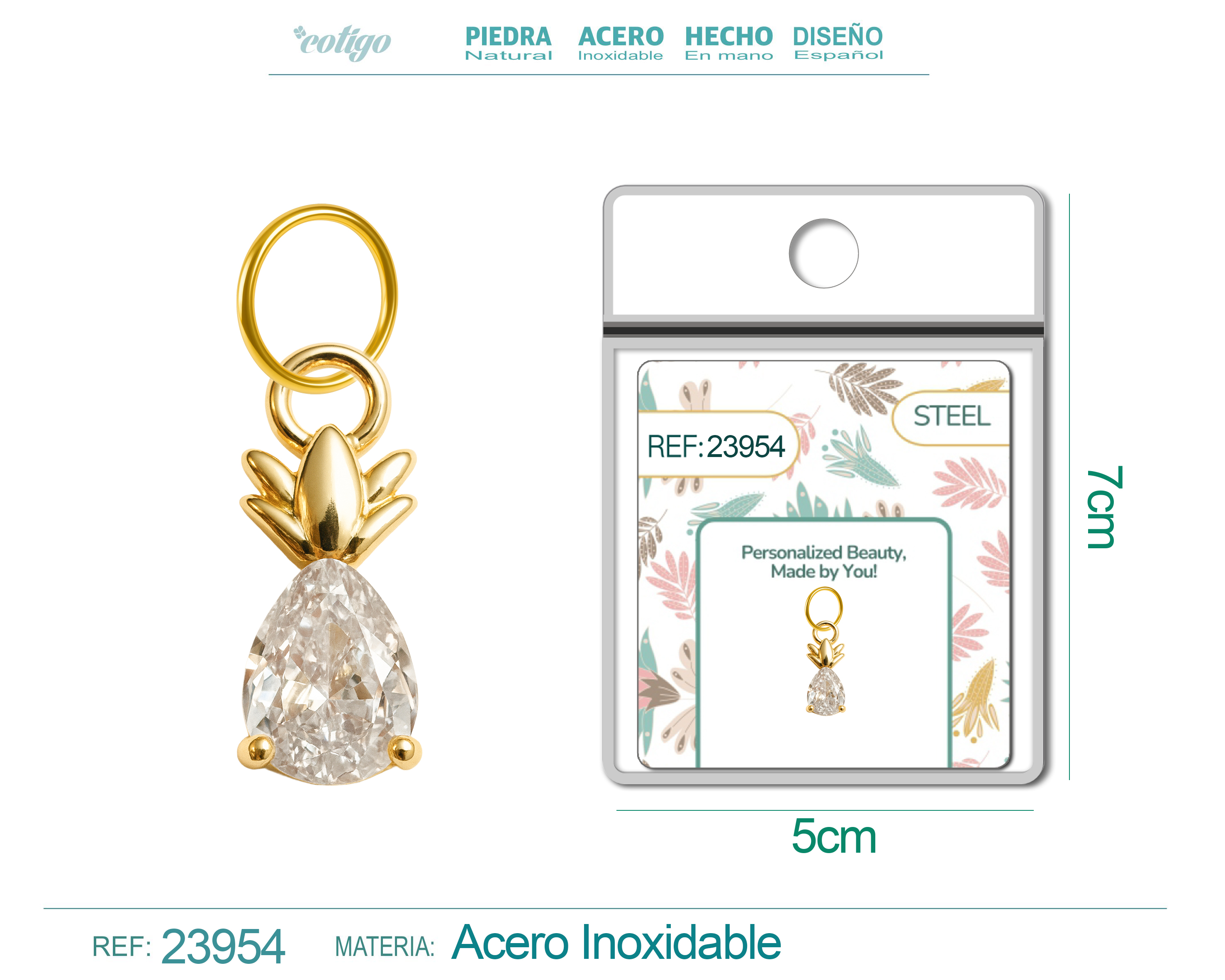 CHARM DE COBRE CHAPADO ORO 14K CON CIRCONITA