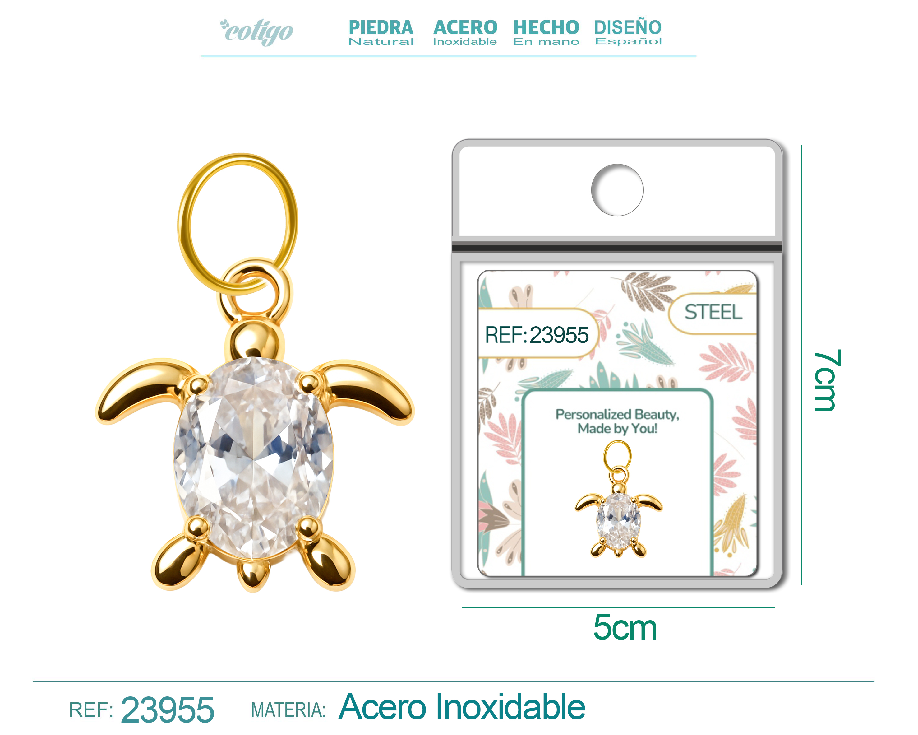 CHARM DE COBRE CHAPADO ORO 14K CON CIRCONITA