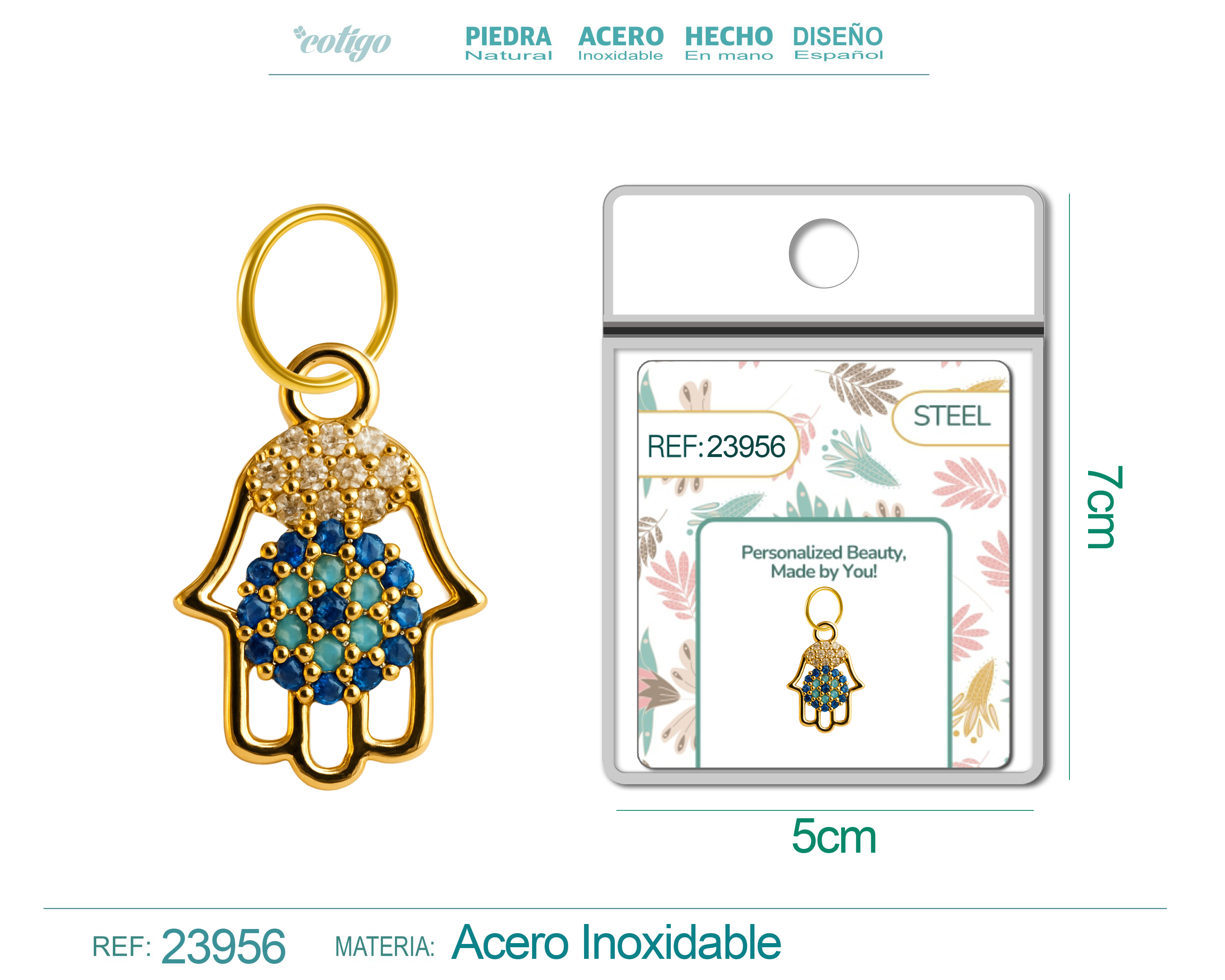 CHARM DE COBRE CHAPADO ORO 14K CON CIRCONITA