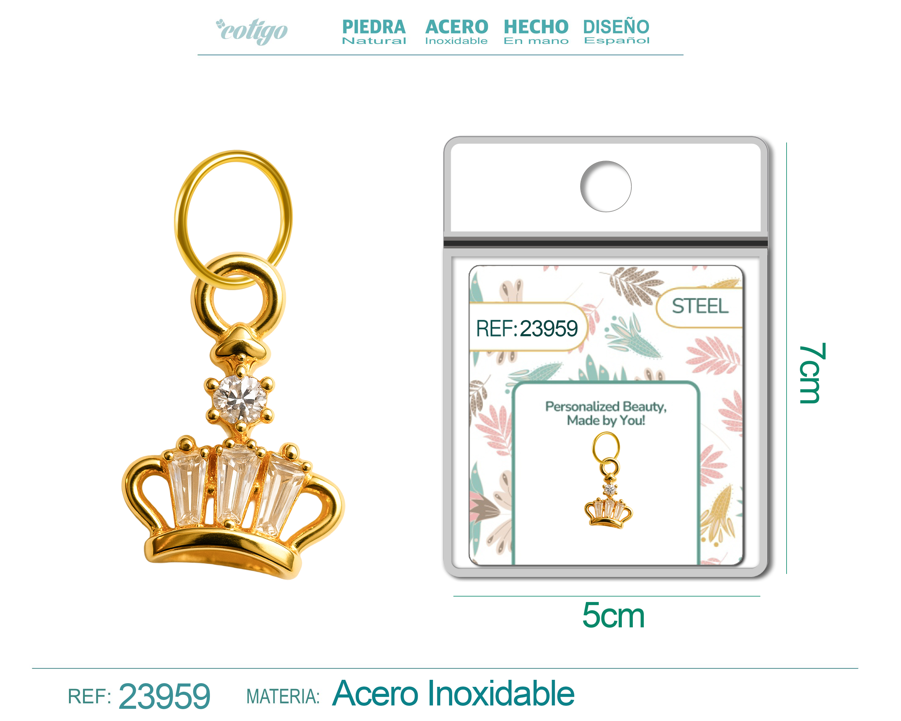 CHARM DE COBRE CHAPADO ORO 14K CON CIRCONITA