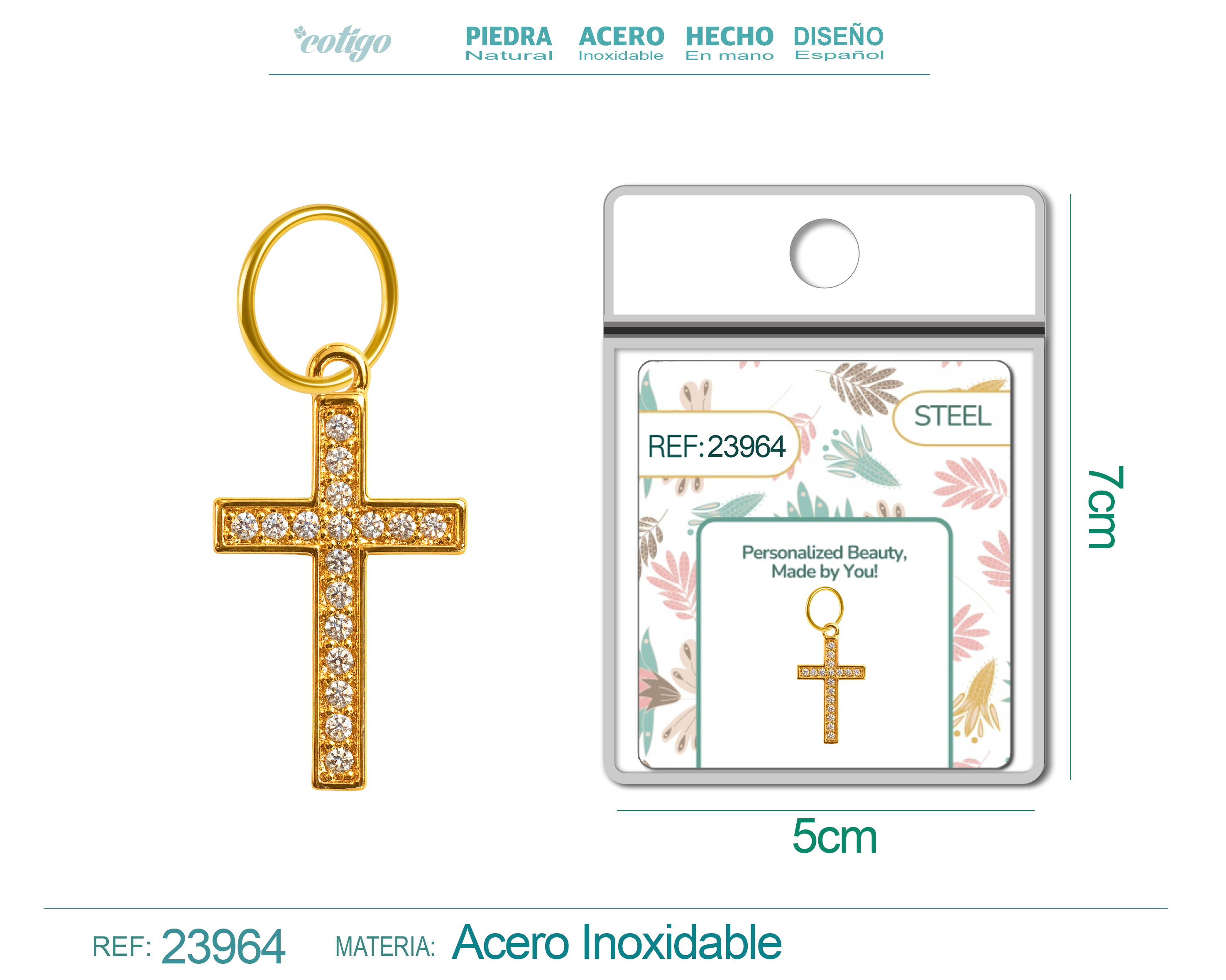 CHARM DE COBRE CHAPADO ORO 14K CON CIRCONITA