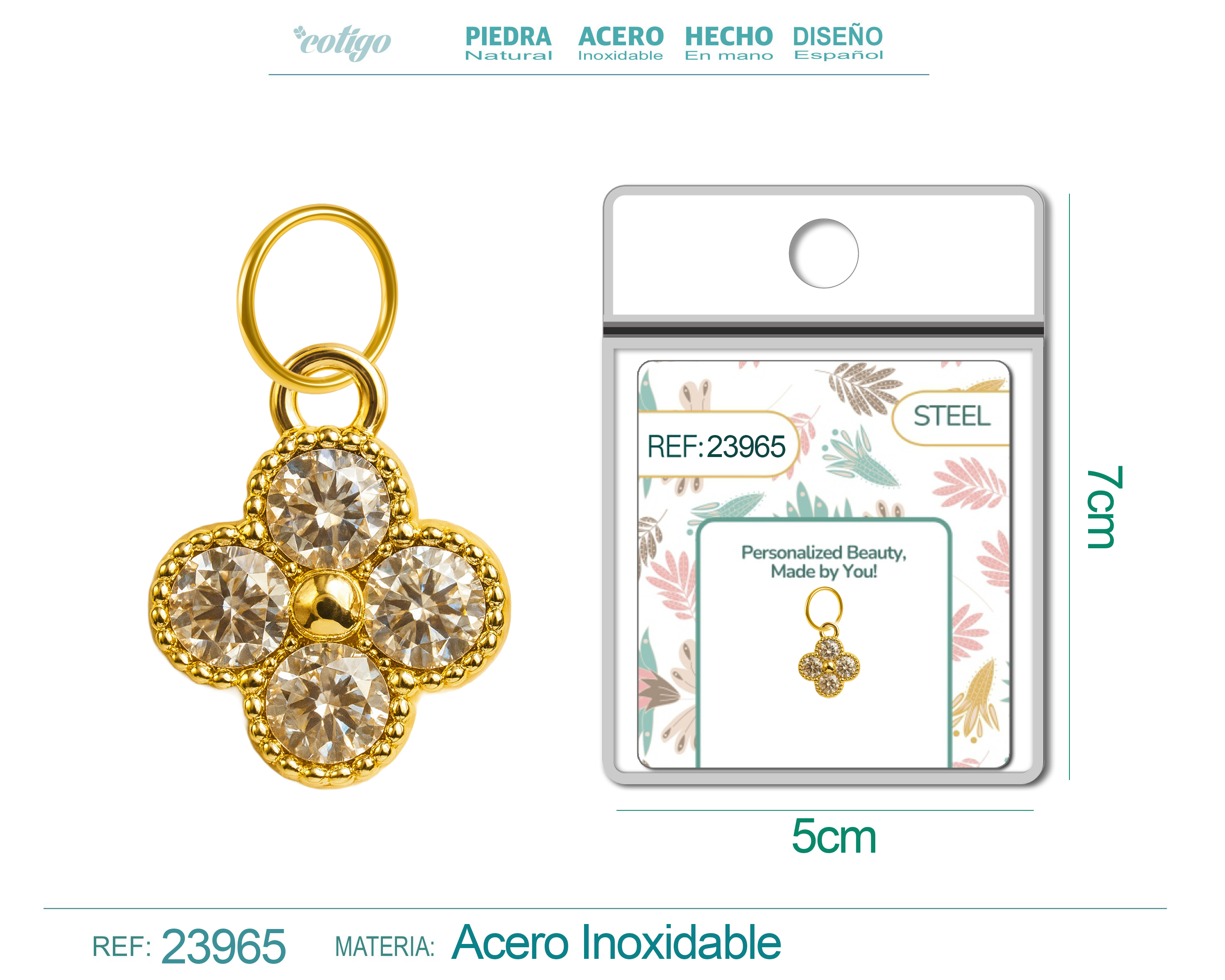 CHARM DE COBRE CHAPADO ORO 14K CON CIRCONITA