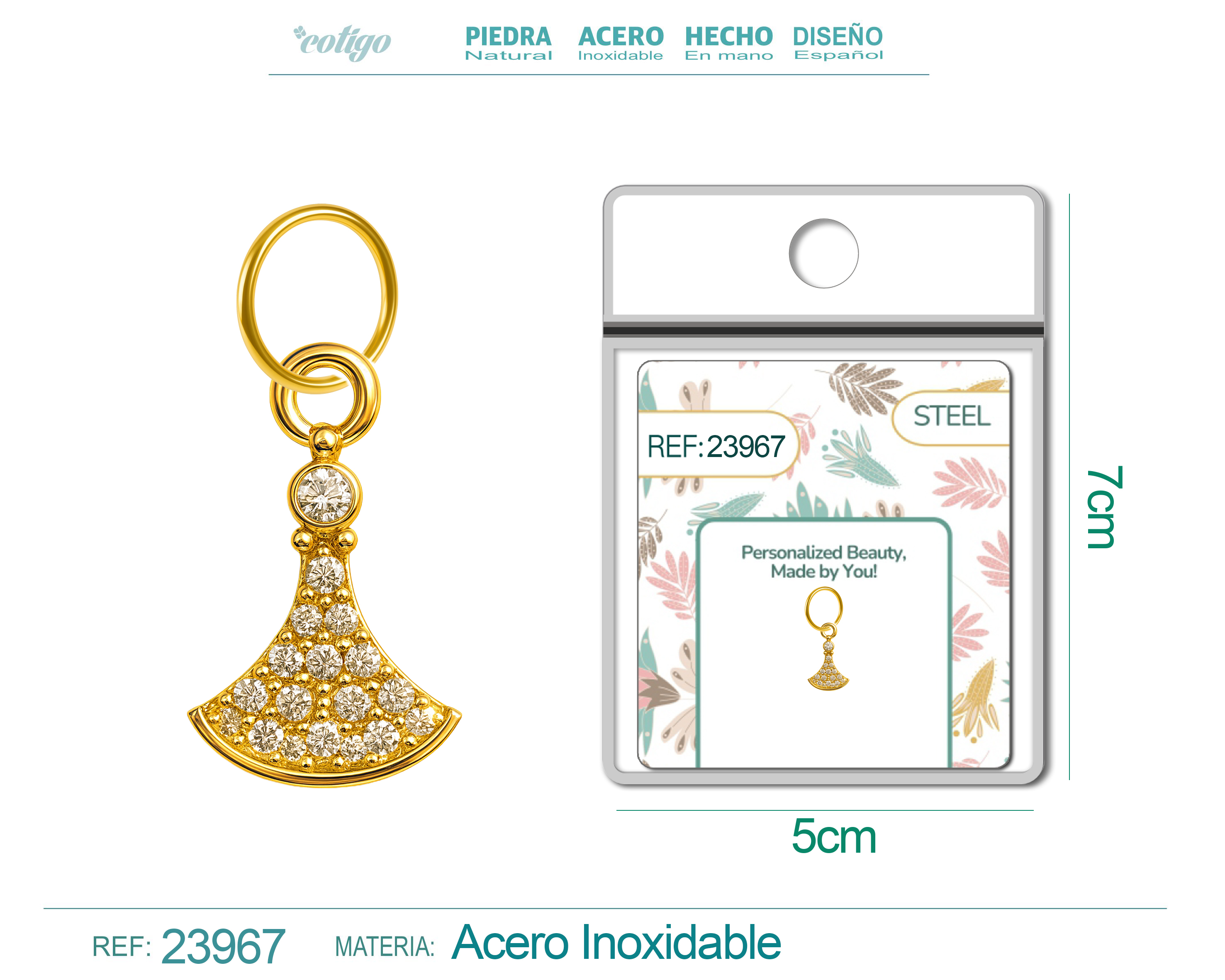 CHARM DE COBRE CHAPADO ORO 14K CON CIRCONITA