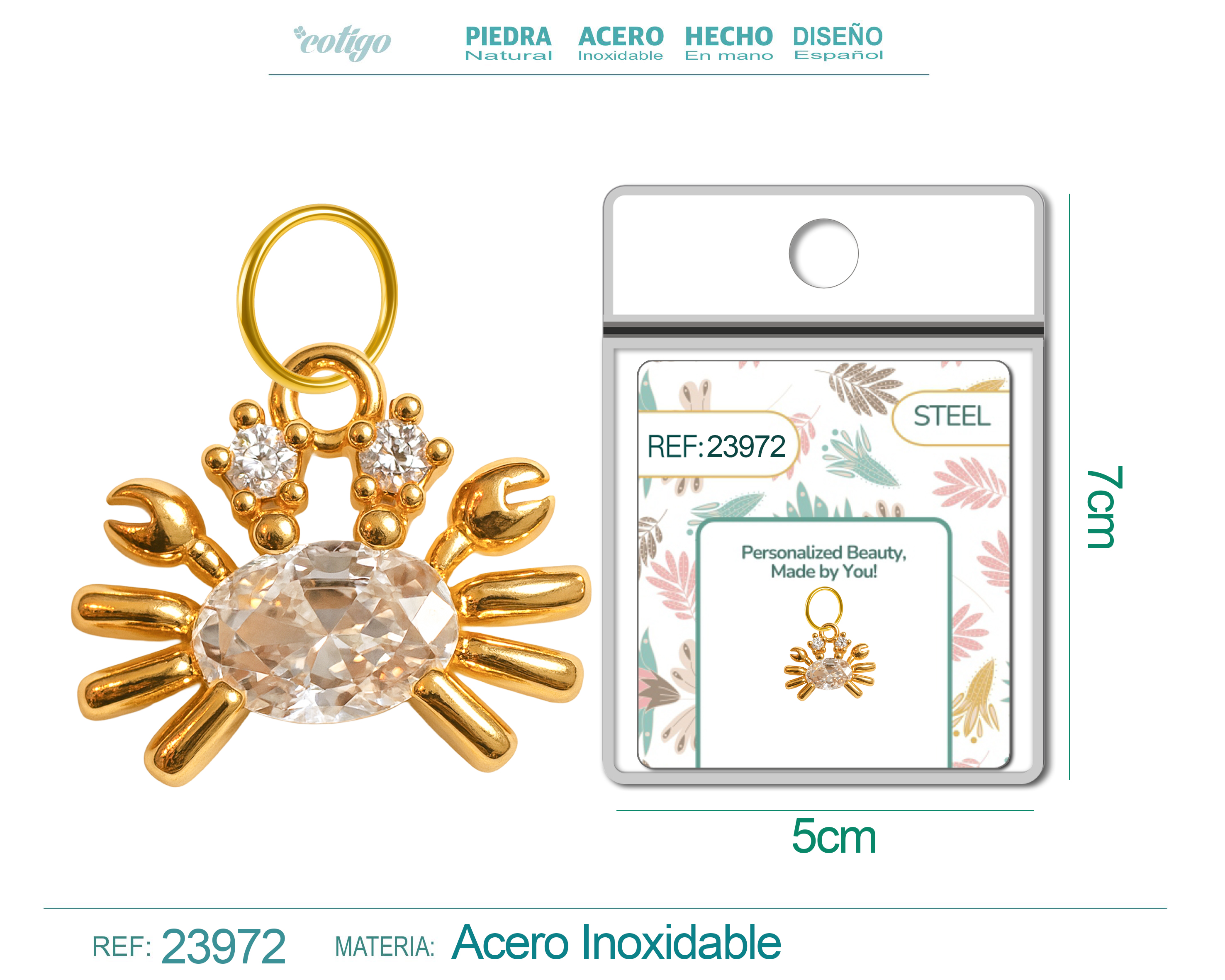 CHARM DE COBRE CHAPADO ORO 14K CON CIRCONITA