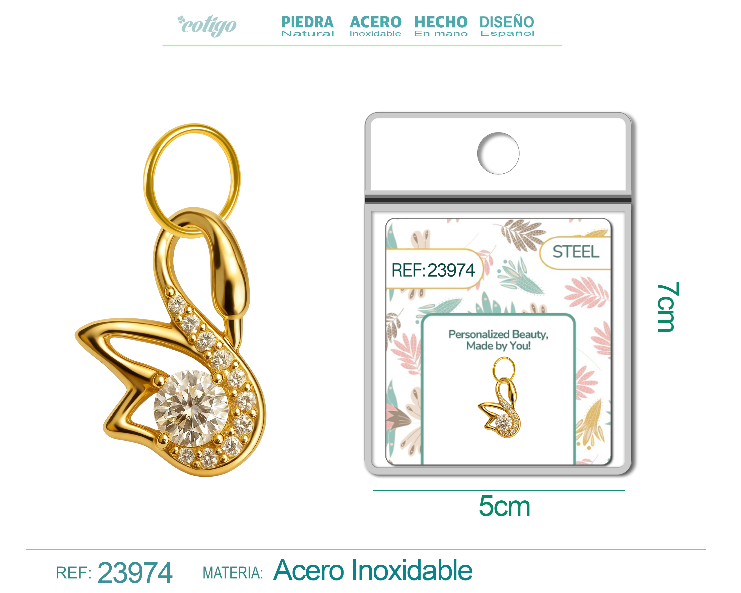 CHARM DE COBRE CHAPADO ORO 14K CON CIRCONITA