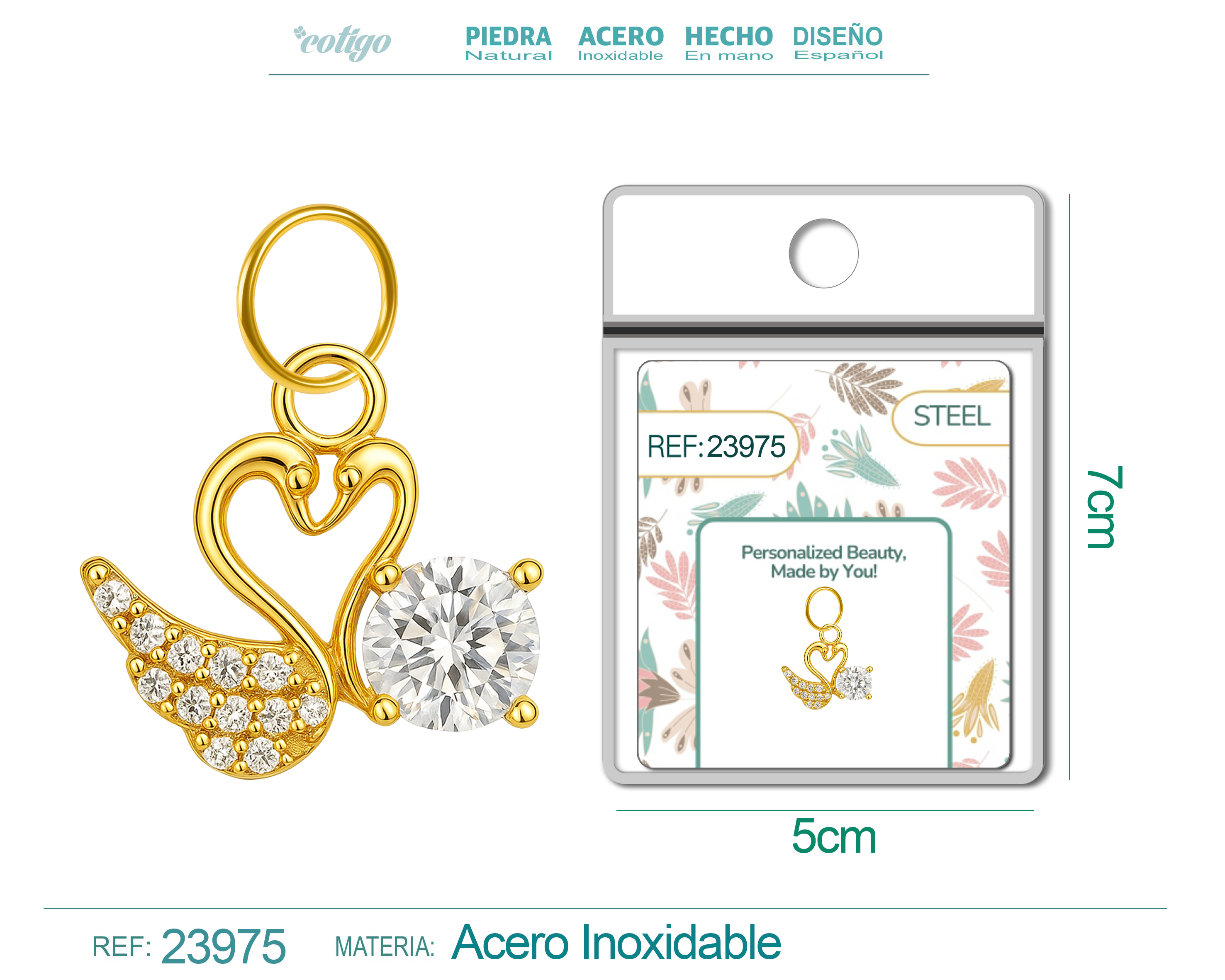 CHARM DE COBRE CHAPADO ORO 14K CON CIRCONITA