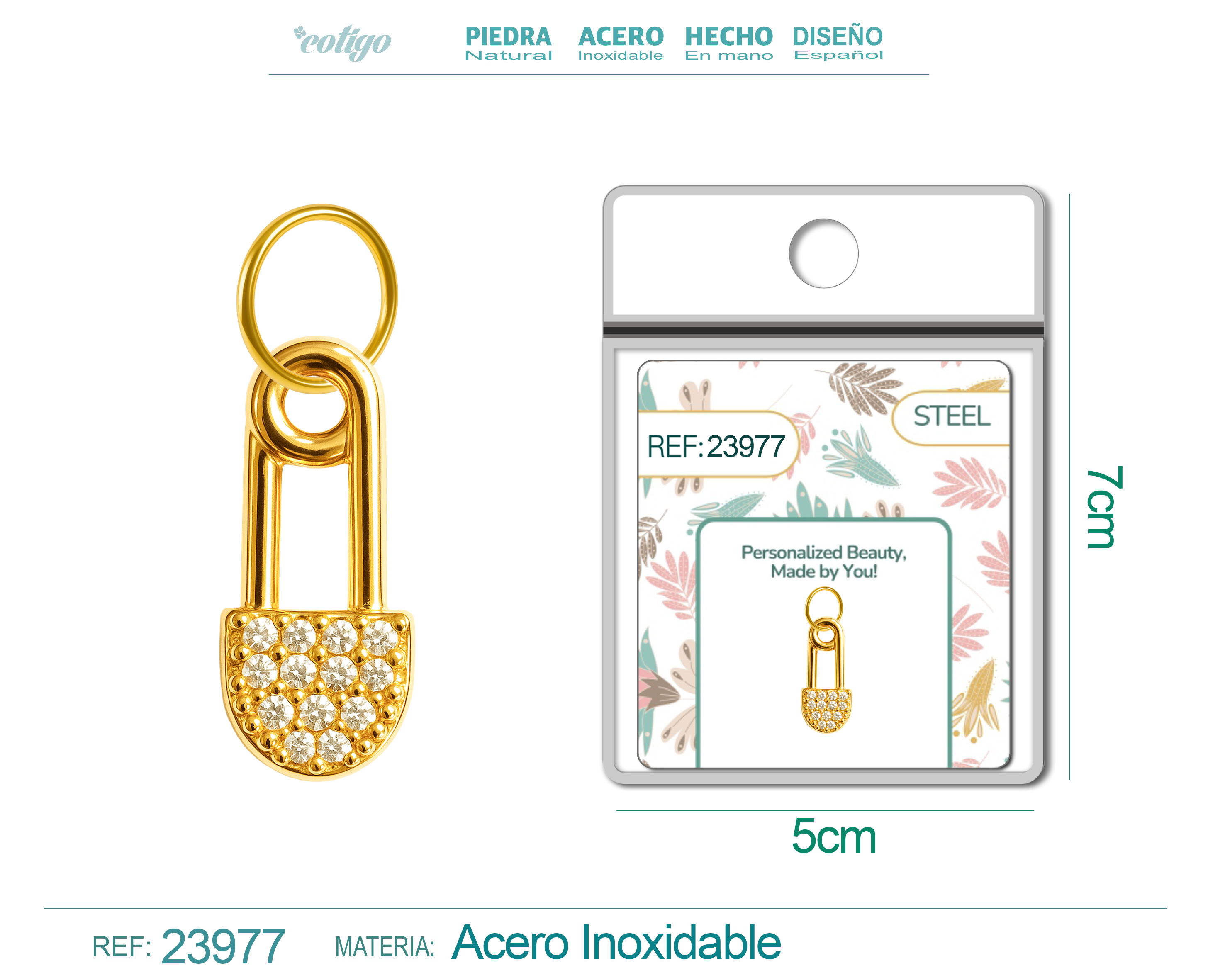 CHARM DE COBRE CHAPADO ORO 14K CON CIRCONITA