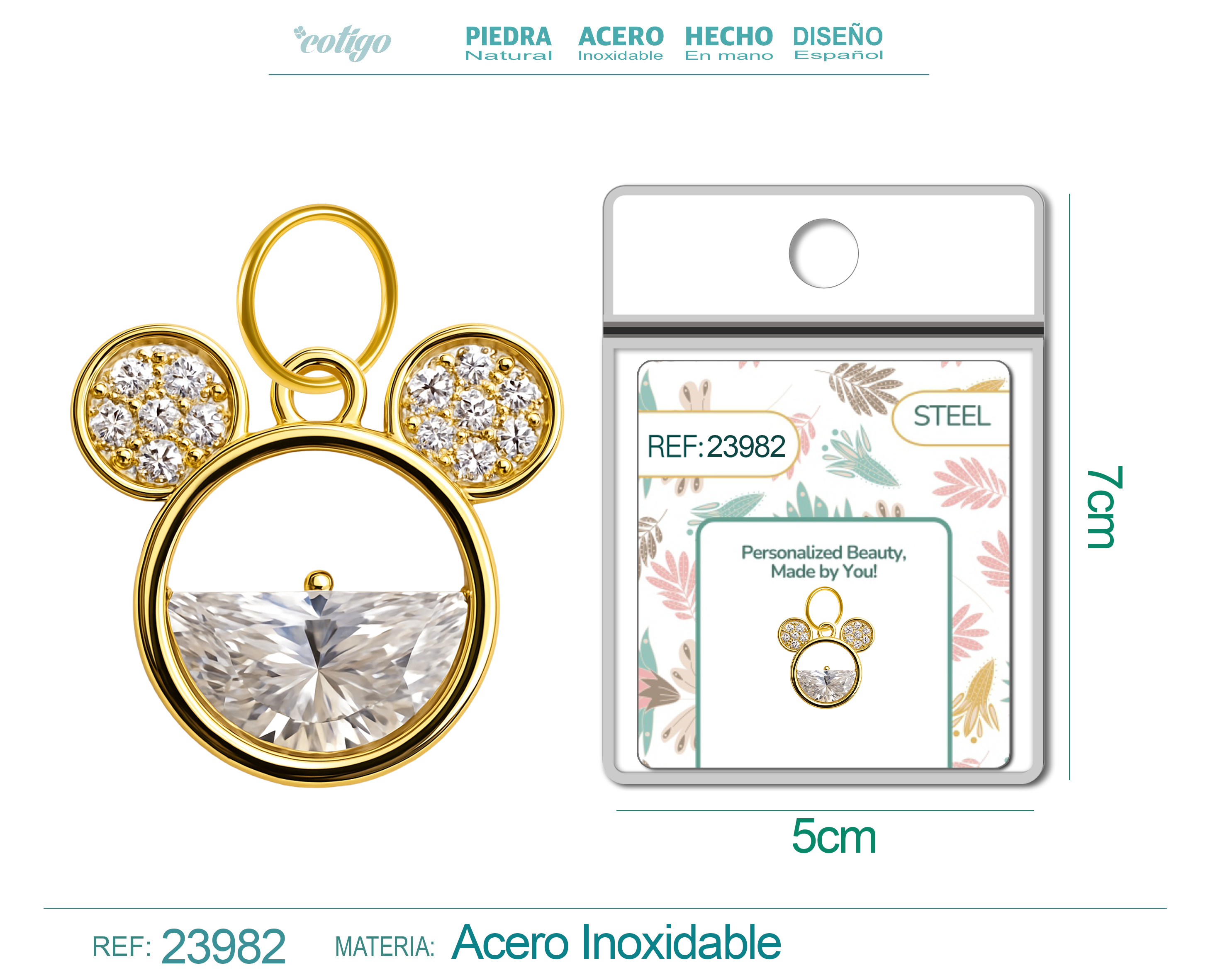 CHARM DE COBRE CHAPADO ORO 14K CON CIRCONITA