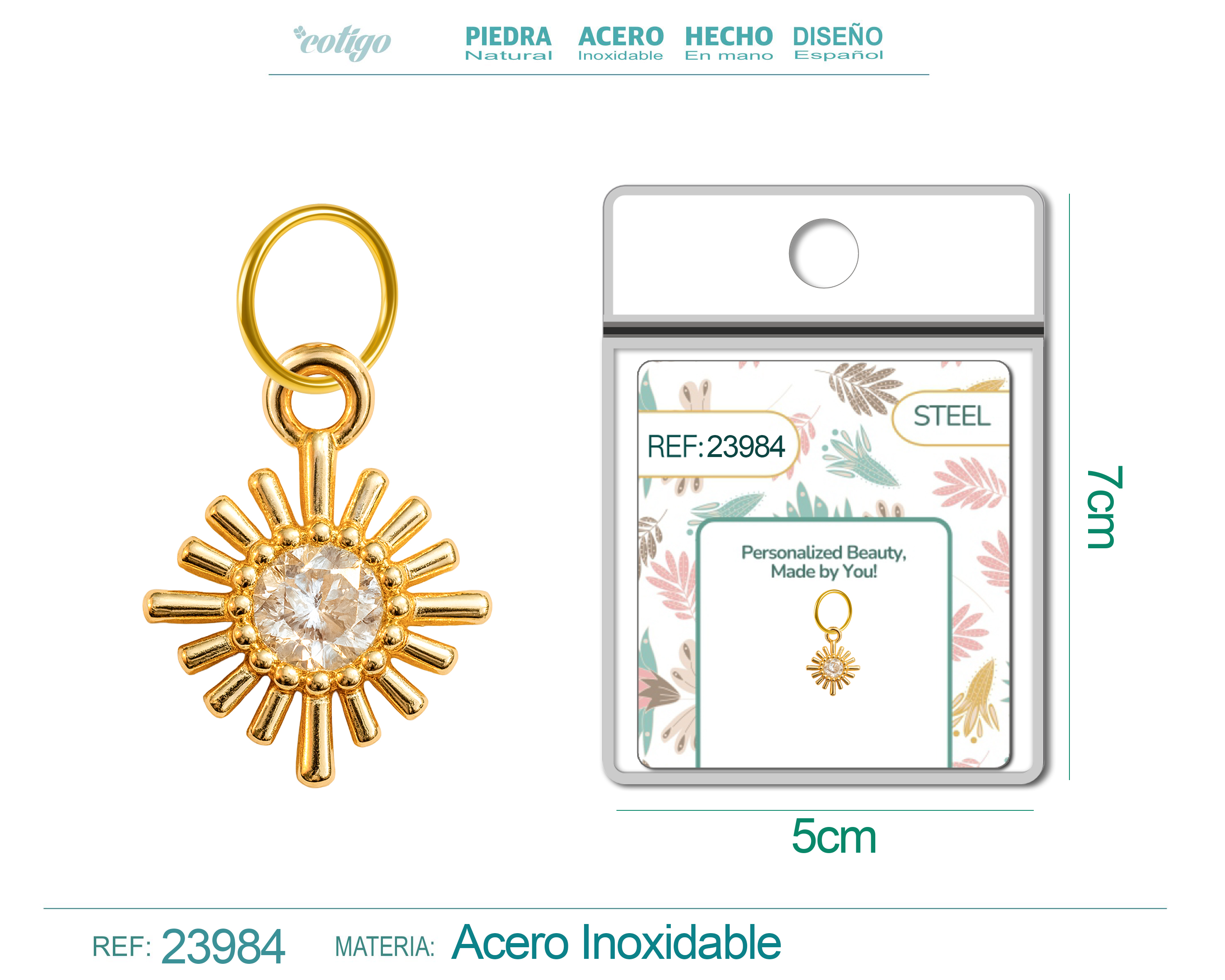 CHARM DE COBRE CHAPADO ORO 14K CON CIRCONITA