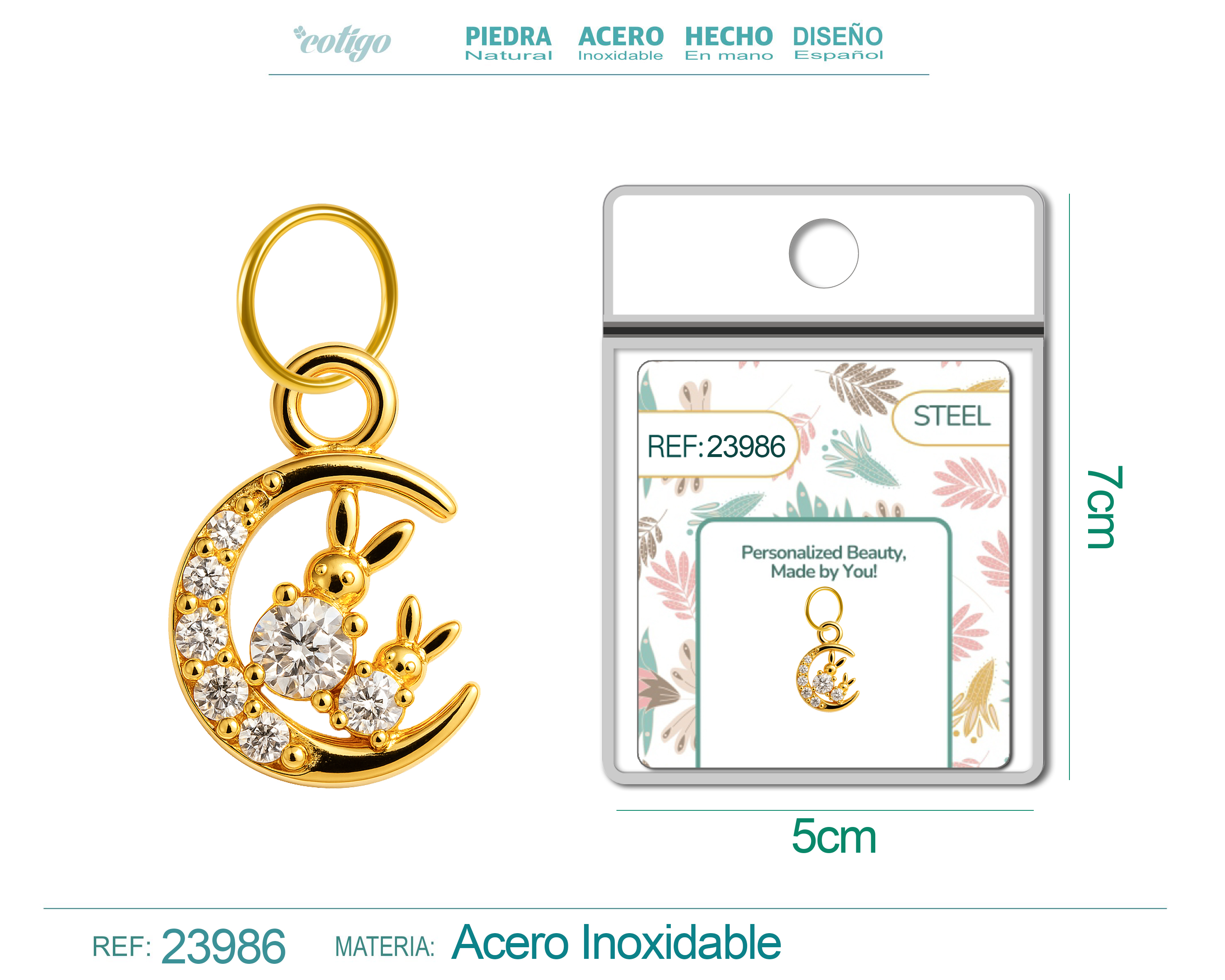 CHARM DE COBRE CHAPADO ORO 14K CON CIRCONITA