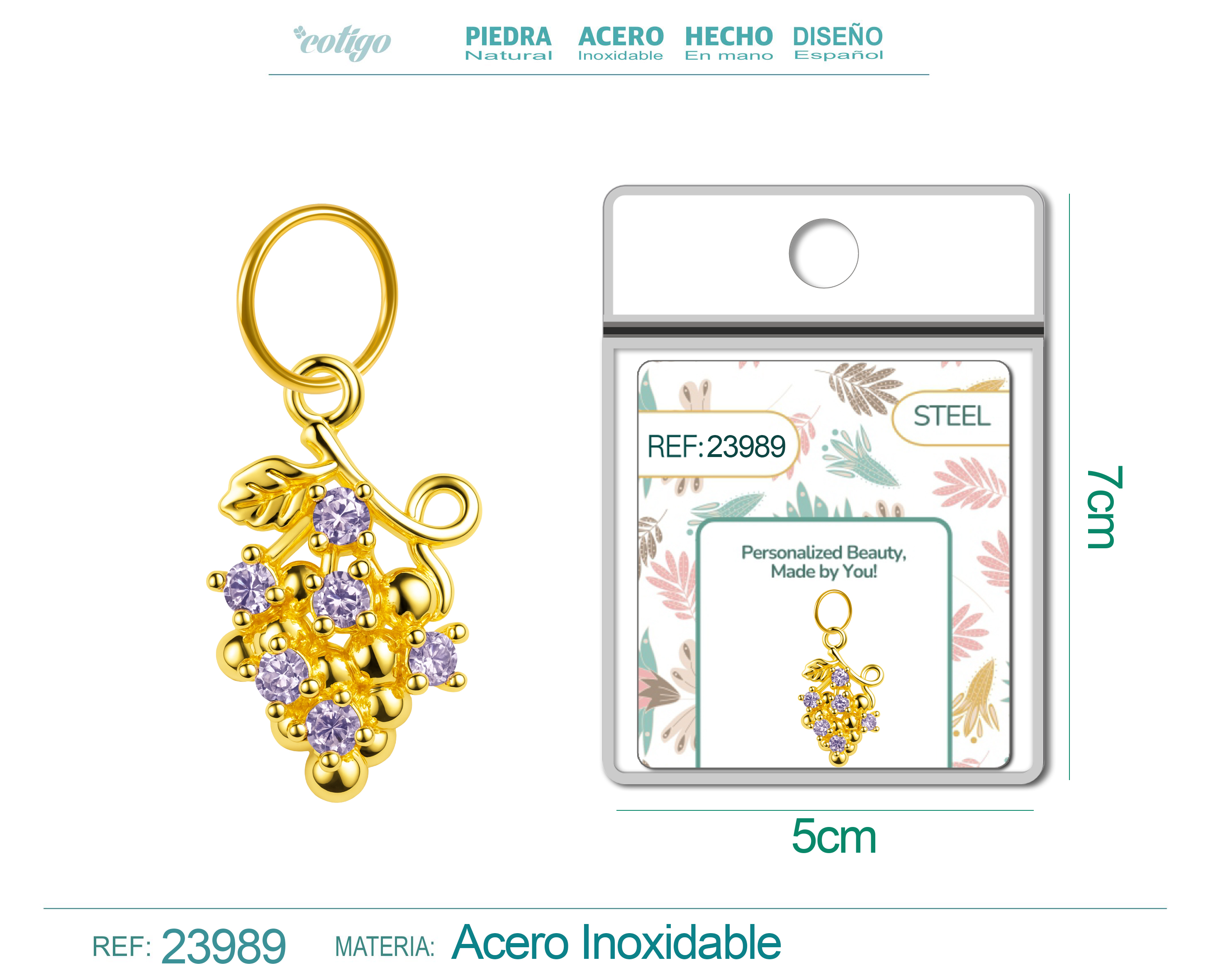 CHARM DE COBRE CHAPADO ORO 14K CON CIRCONITA