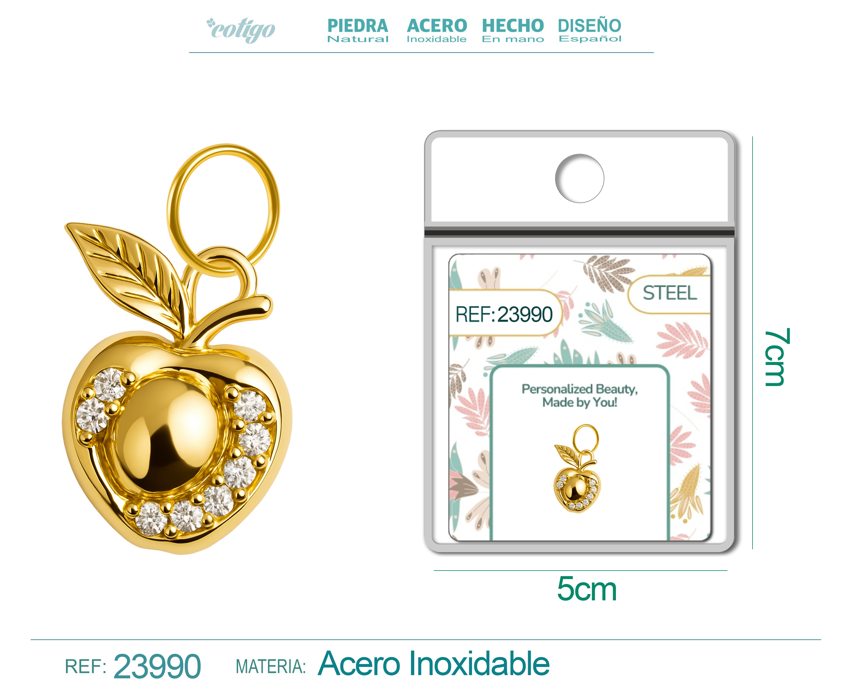 CHARM DE COBRE CHAPADO ORO 14K CON CIRCONITA