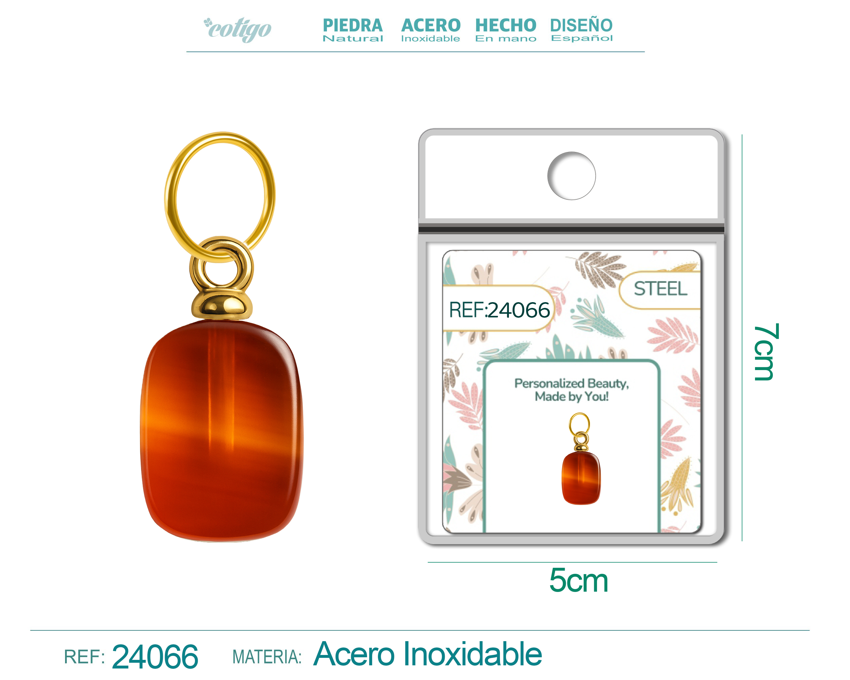 CHARM ACERO DORADO CHAPADO ORO 14 K