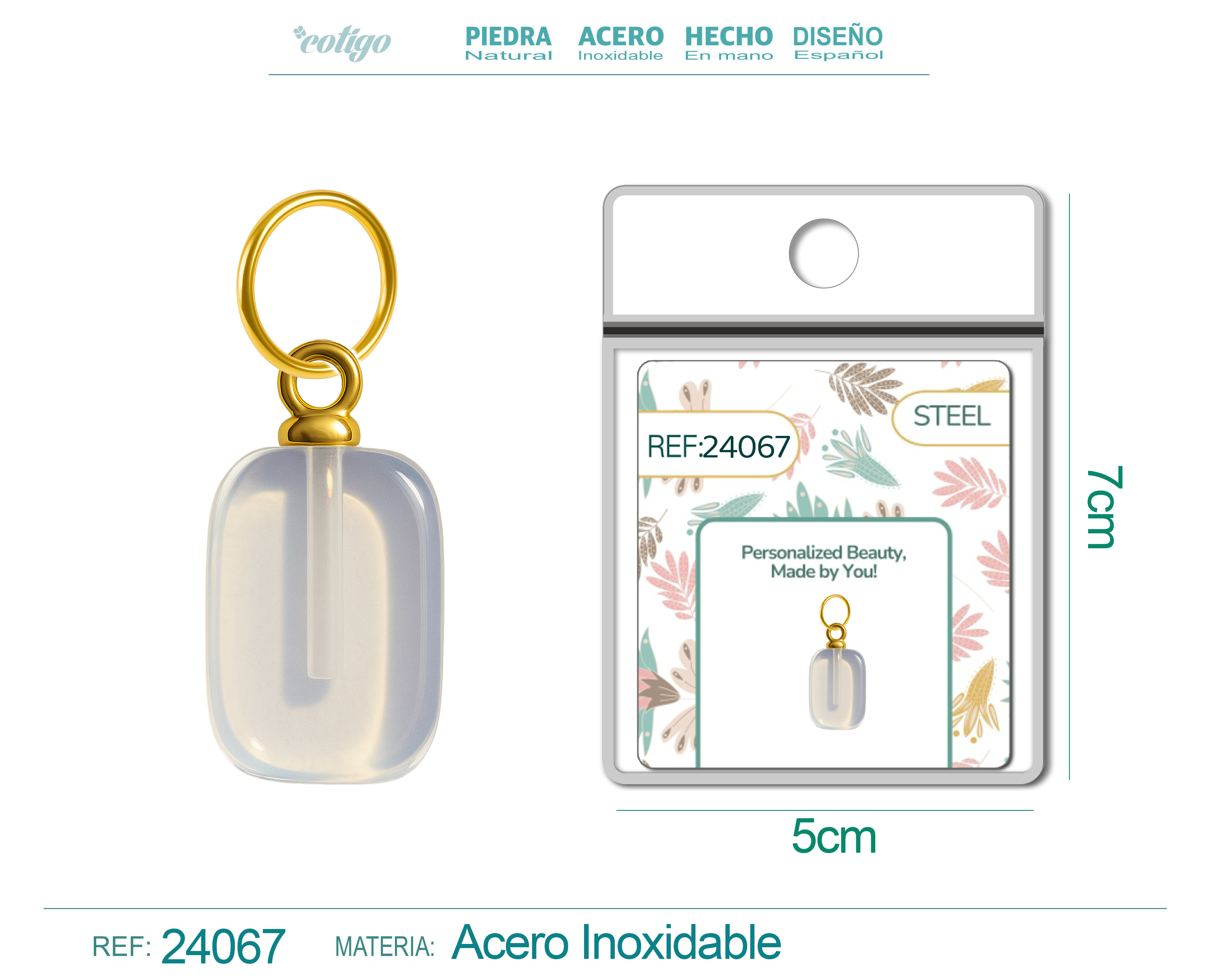 CHARM ACERO DORADO CHAPADO ORO 14 K