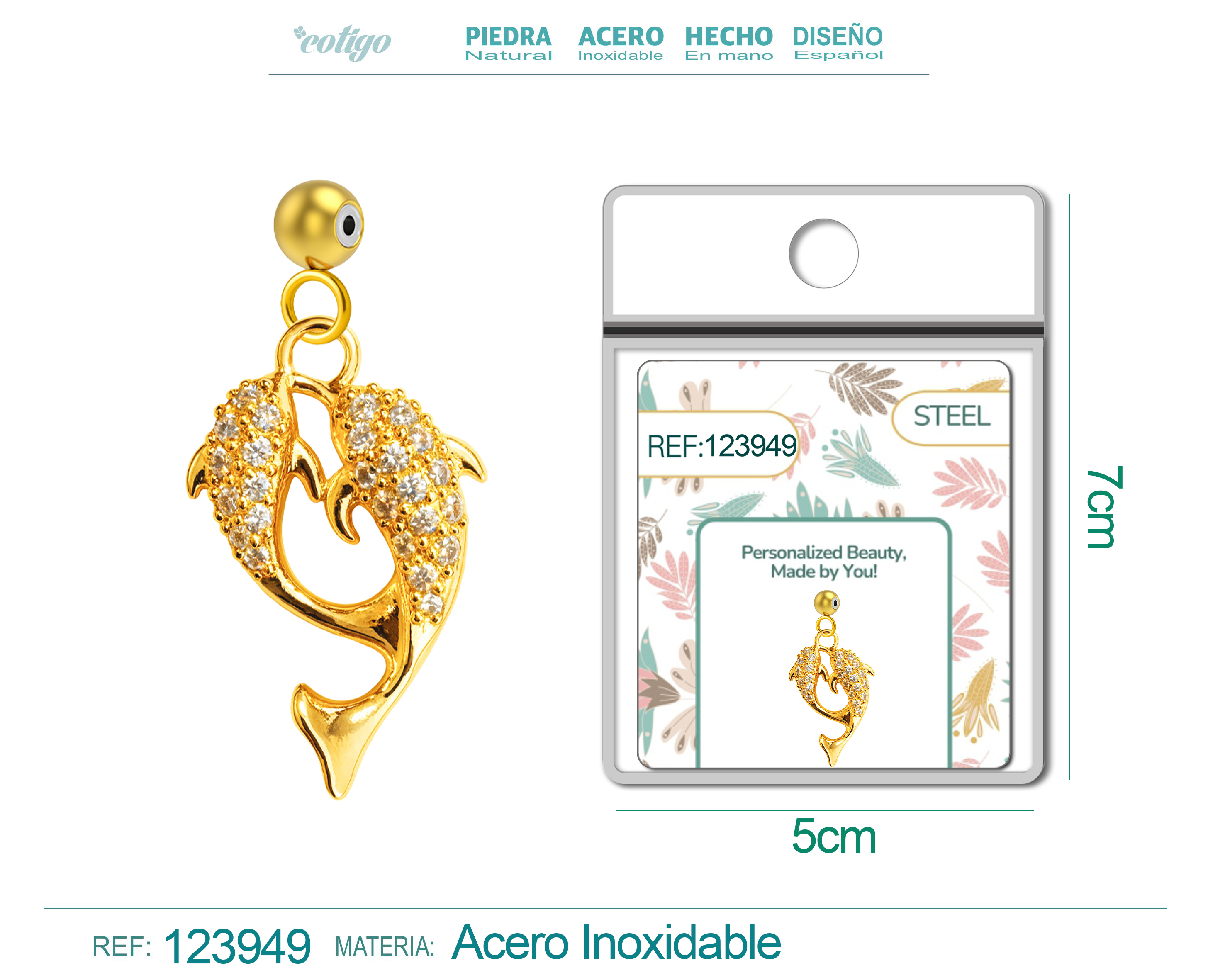 CHARM DE COBRE CHAPADO ORO 14K CON CIRCONITA-CON BOLA DE GOMA
