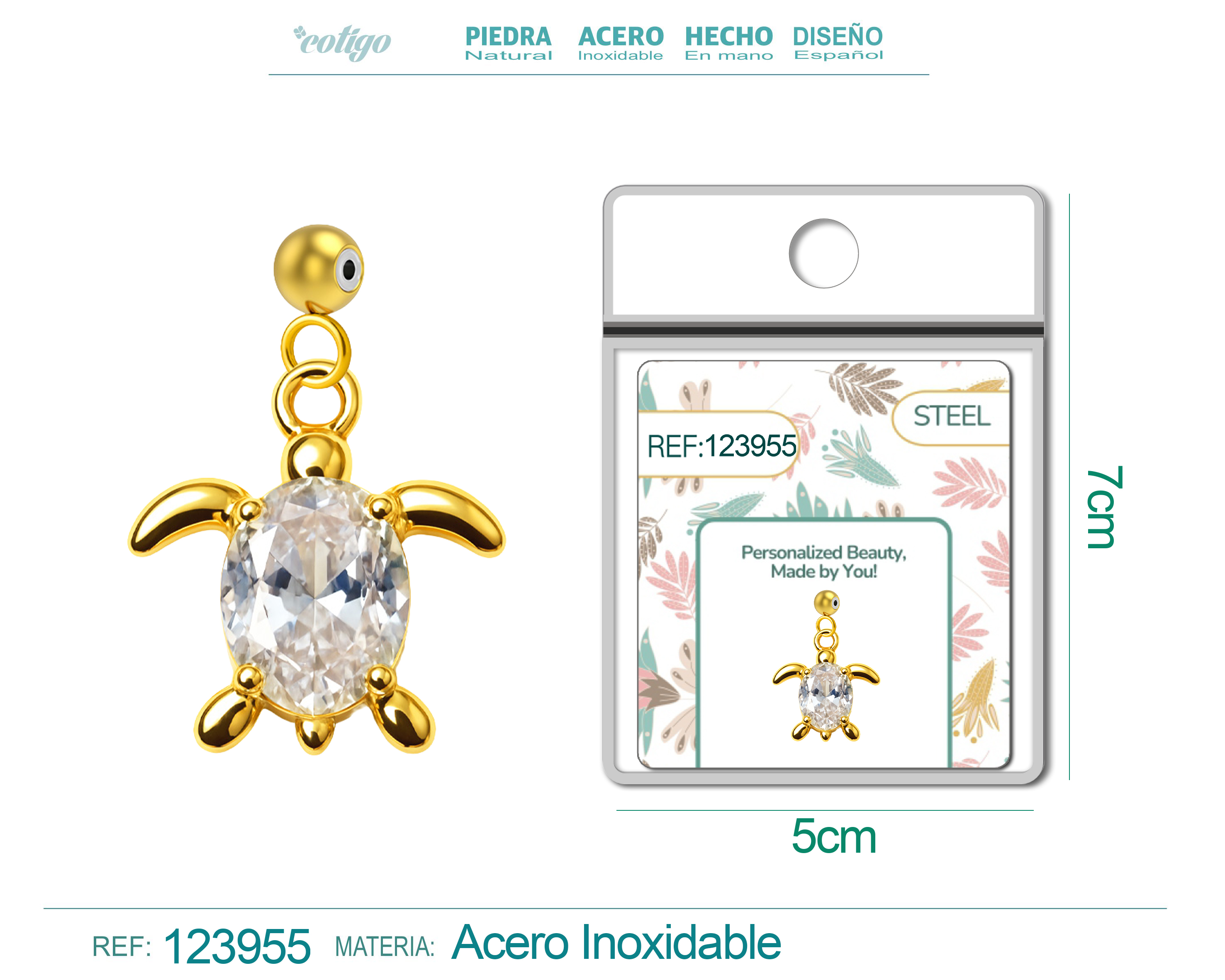 CHARM DE COBRE CHAPADO ORO 14K CON CIRCONITA-CON BOLA DE GOMA