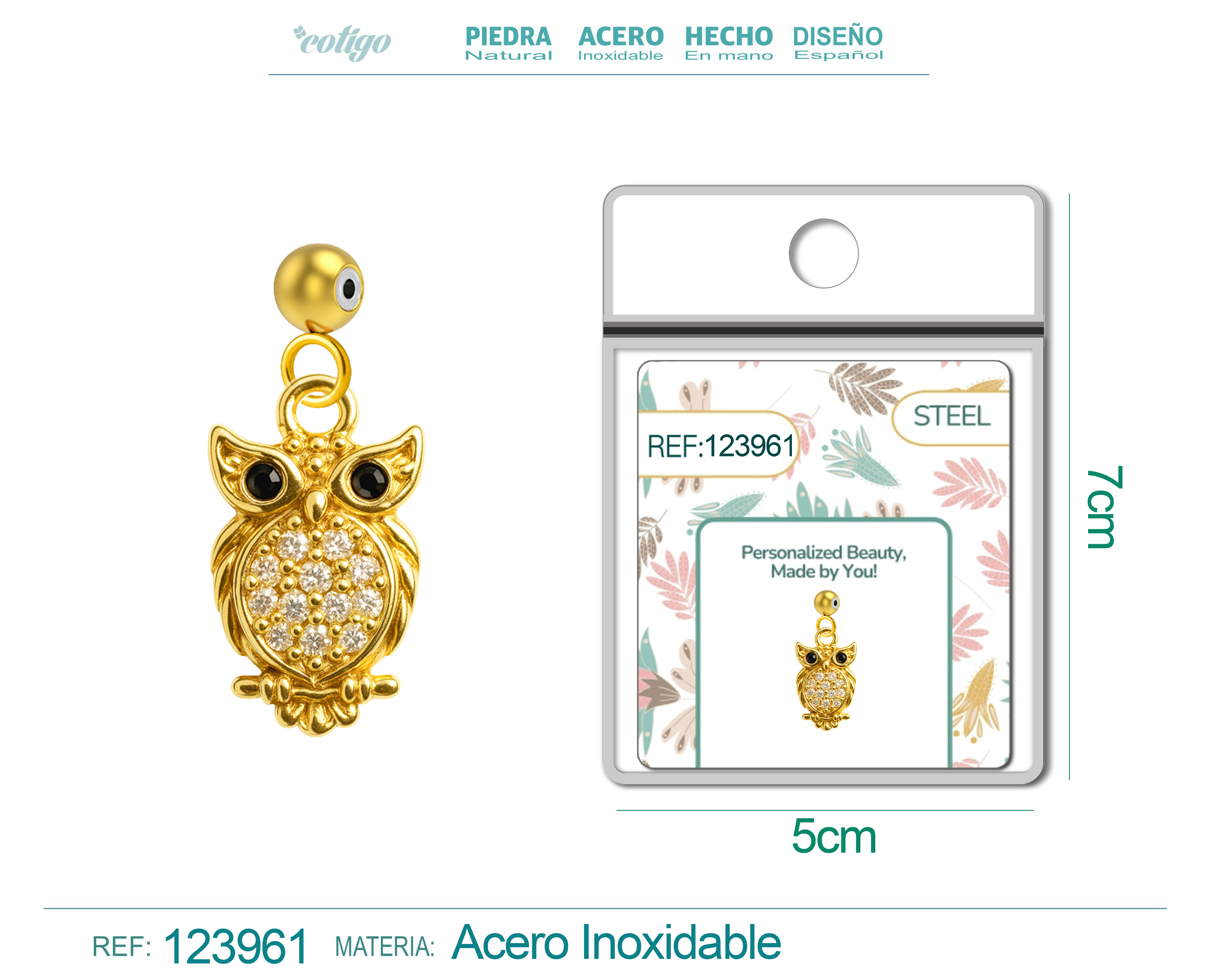 CHARM DE COBRE CHAPADO ORO 14K CON CIRCONITA-CON BOLA DE GOMA