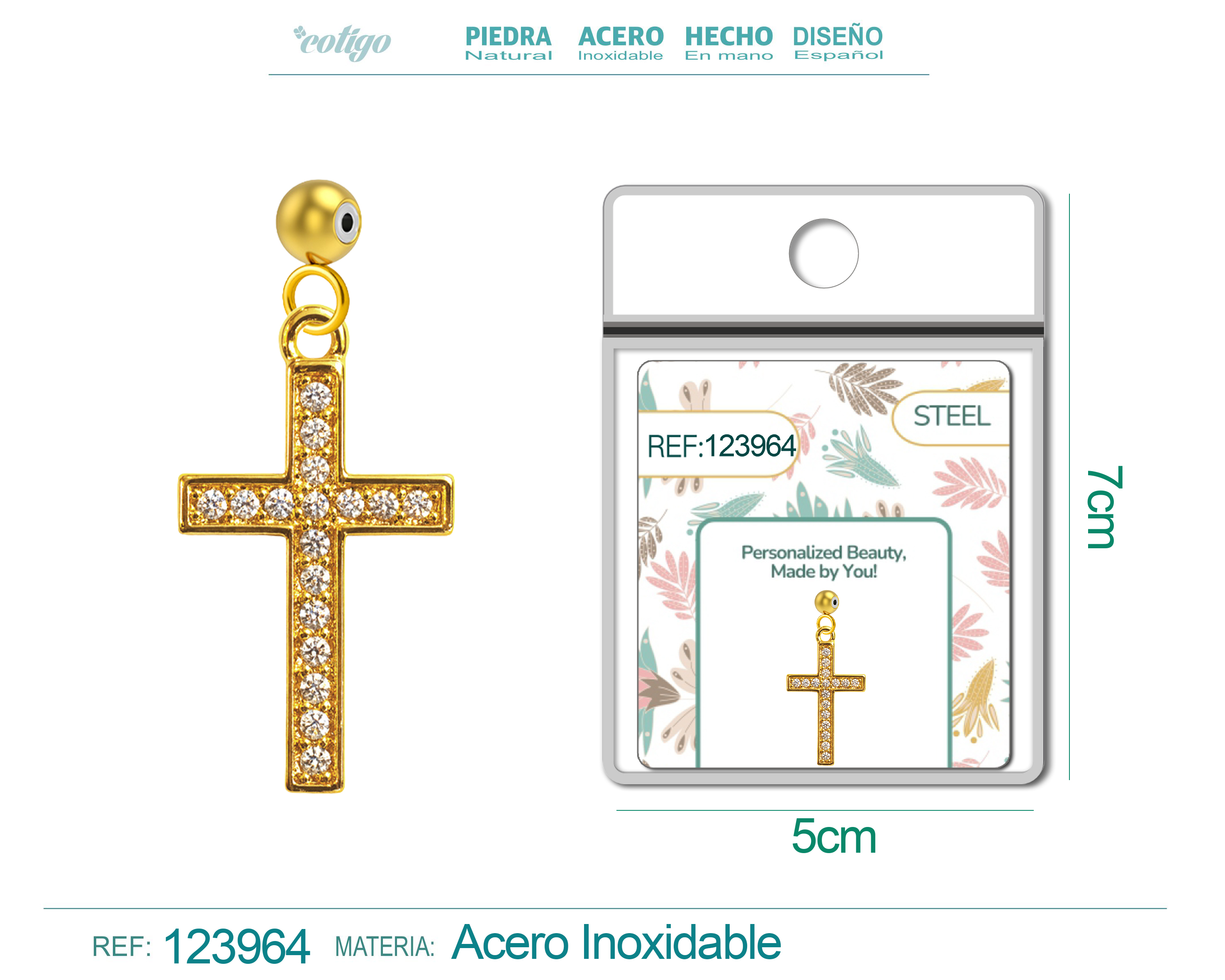 CHARM DE COBRE CHAPADO ORO 14K CON CIRCONITA-CON BOLA DE GOMA