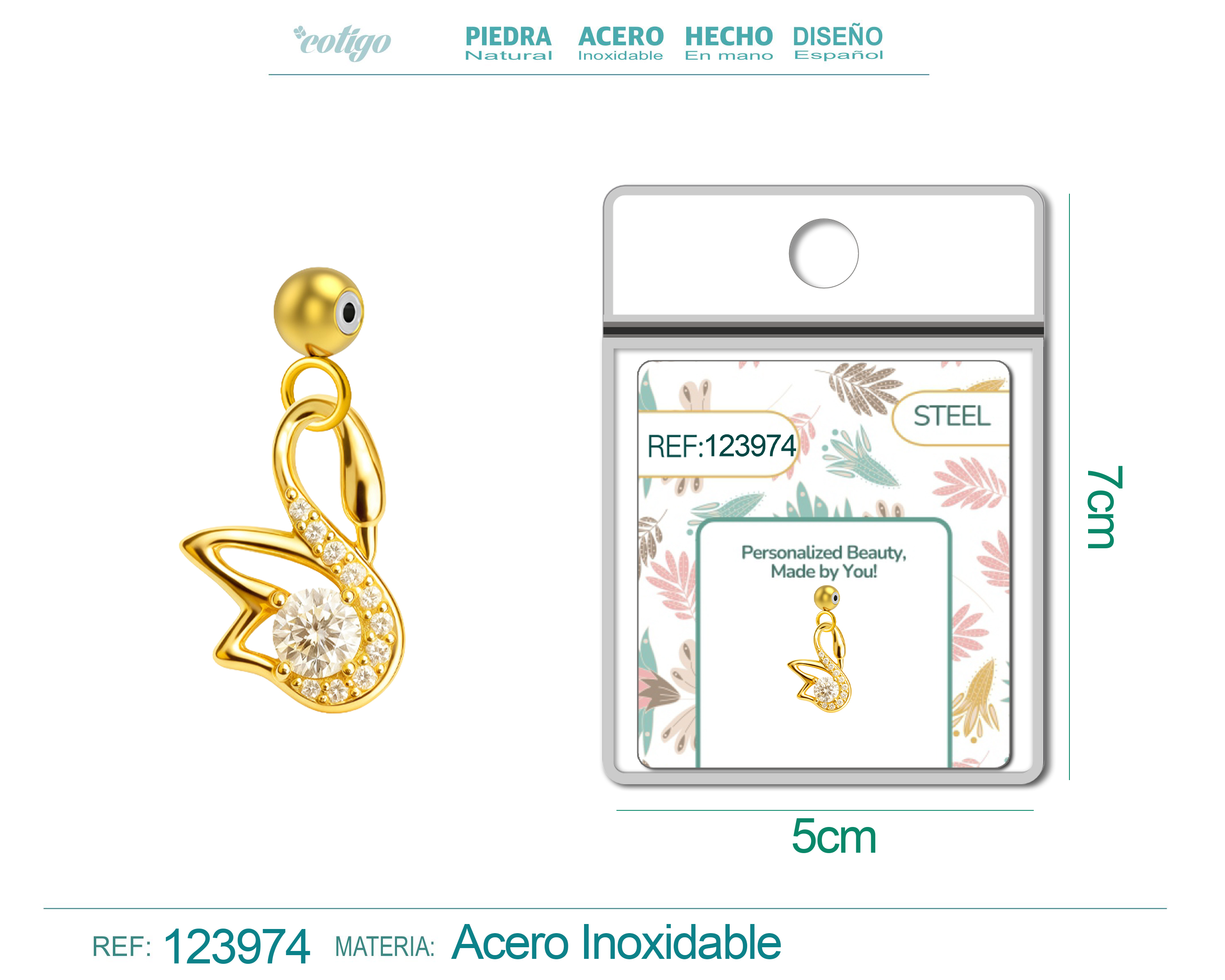 CHARM DE COBRE CHAPADO ORO 14K CON CIRCONITA-CON BOLA DE GOMA