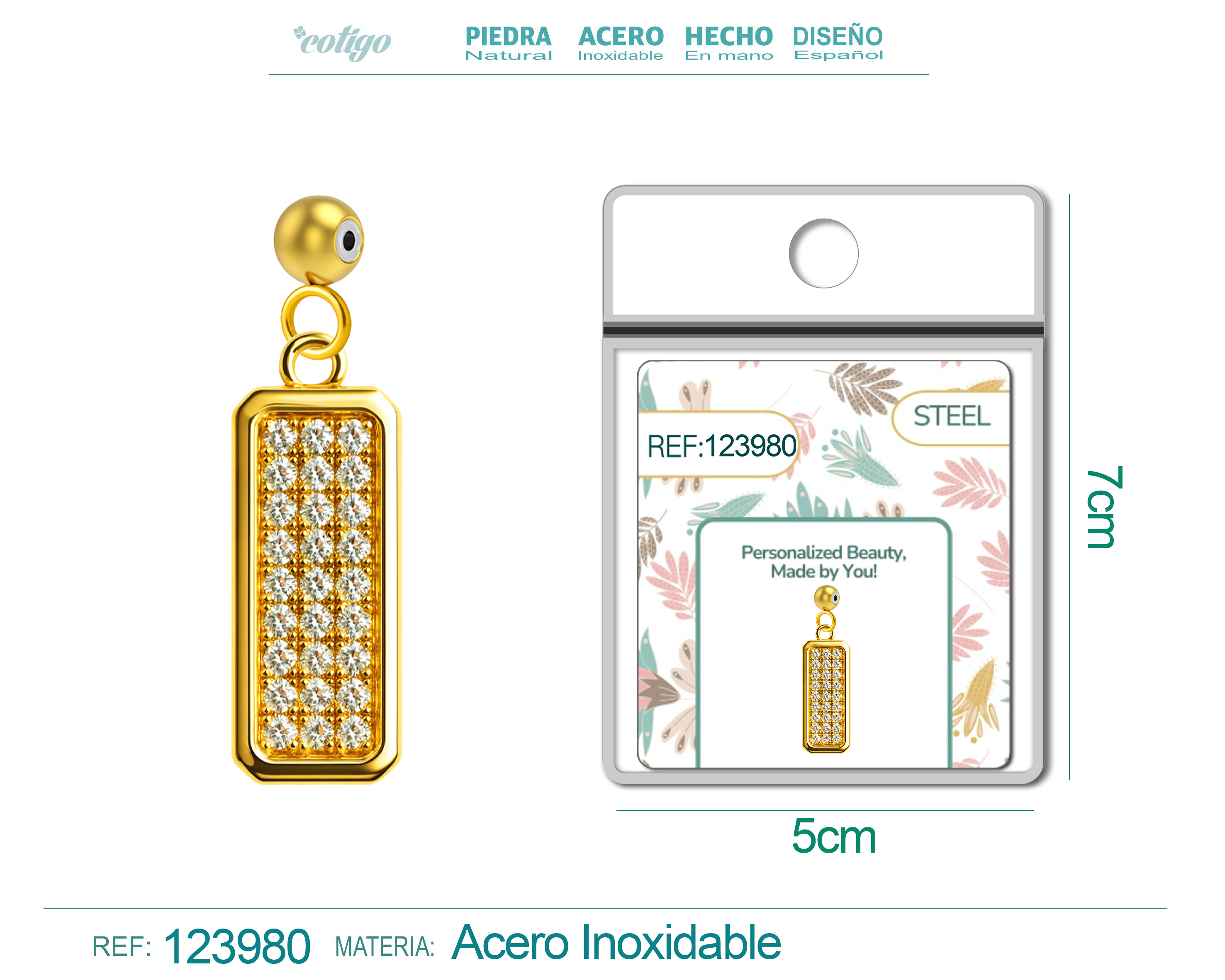 CHARM DE COBRE CHAPADO ORO 14K CON CIRCONITA-CON BOLA DE GOMA