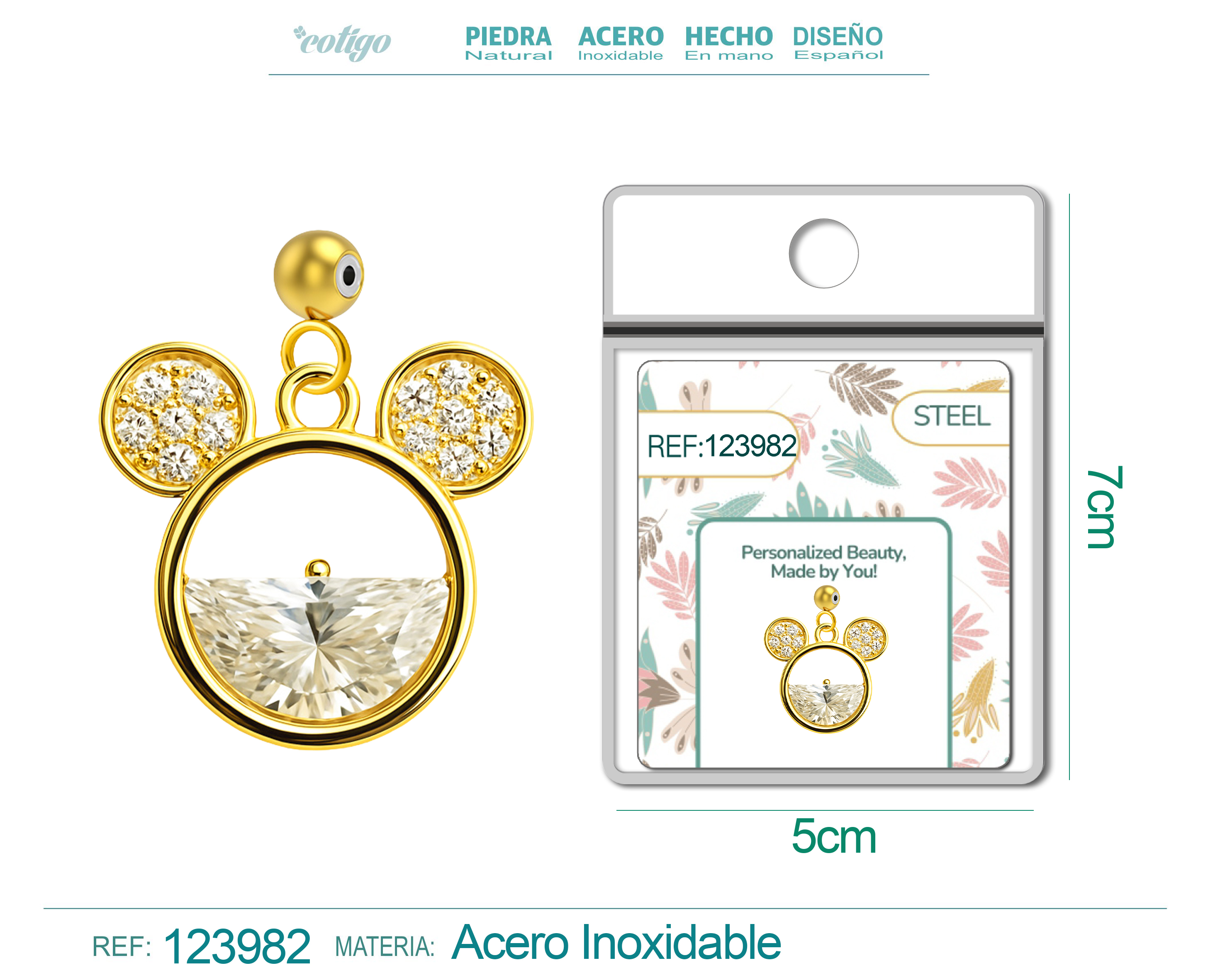 CHARM DE COBRE CHAPADO ORO 14K CON CIRCONITA-CON BOLA DE GOMA