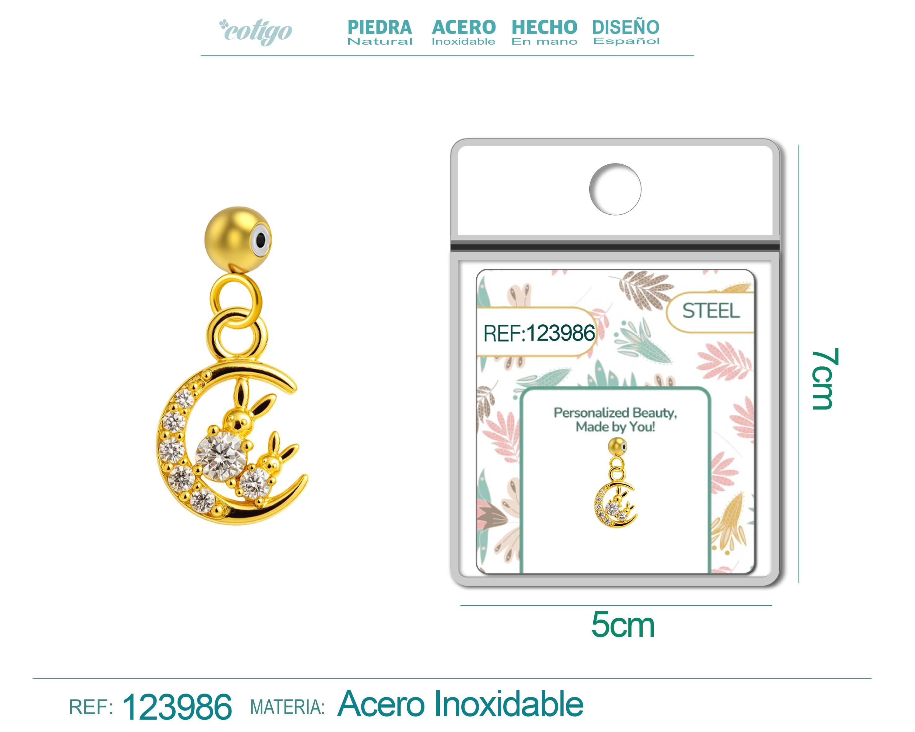 CHARM DE COBRE CHAPADO ORO 14K CON CIRCONITA-CON BOLA DE GOMA