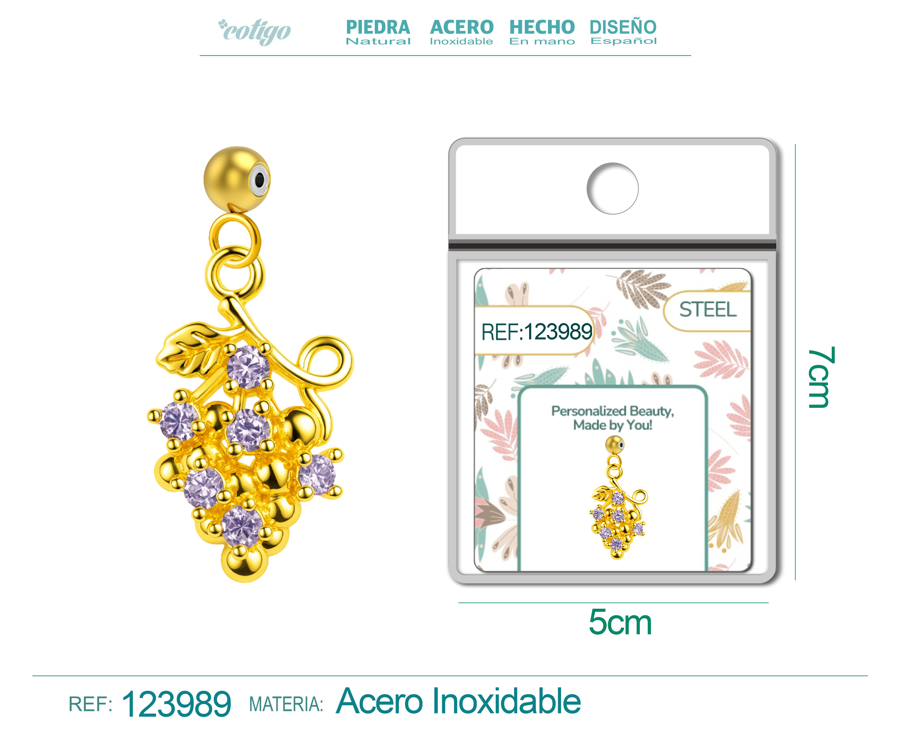 CHARM DE COBRE CHAPADO ORO 14K CON CIRCONITA-CON BOLA DE GOMA