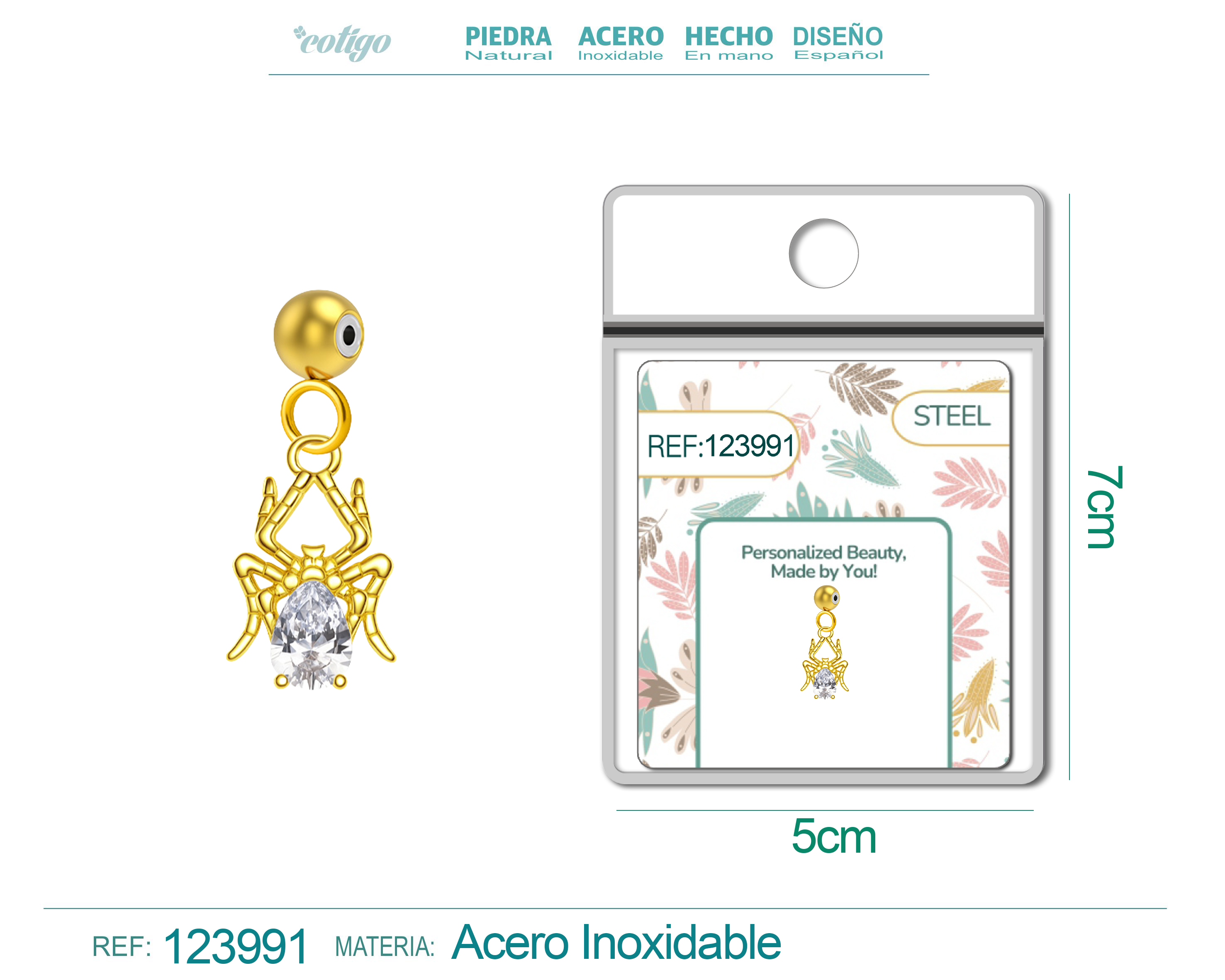 CHARM DE COBRE CHAPADO ORO 14K CON CIRCONITA-CON BOLA DE GOMA