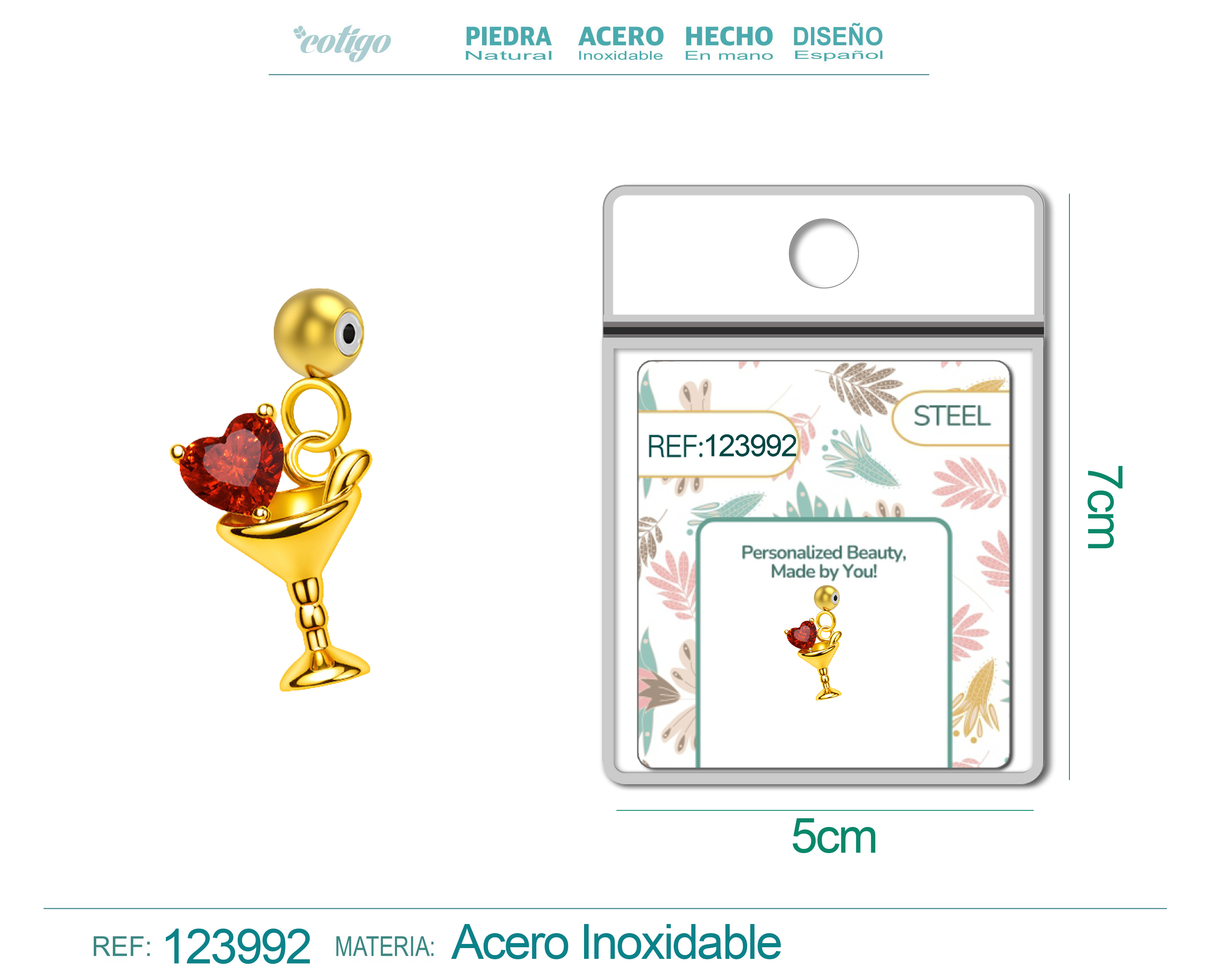 CHARM DE COBRE CHAPADO ORO 14K CON CIRCONITA-CON BOLA DE GOMA
