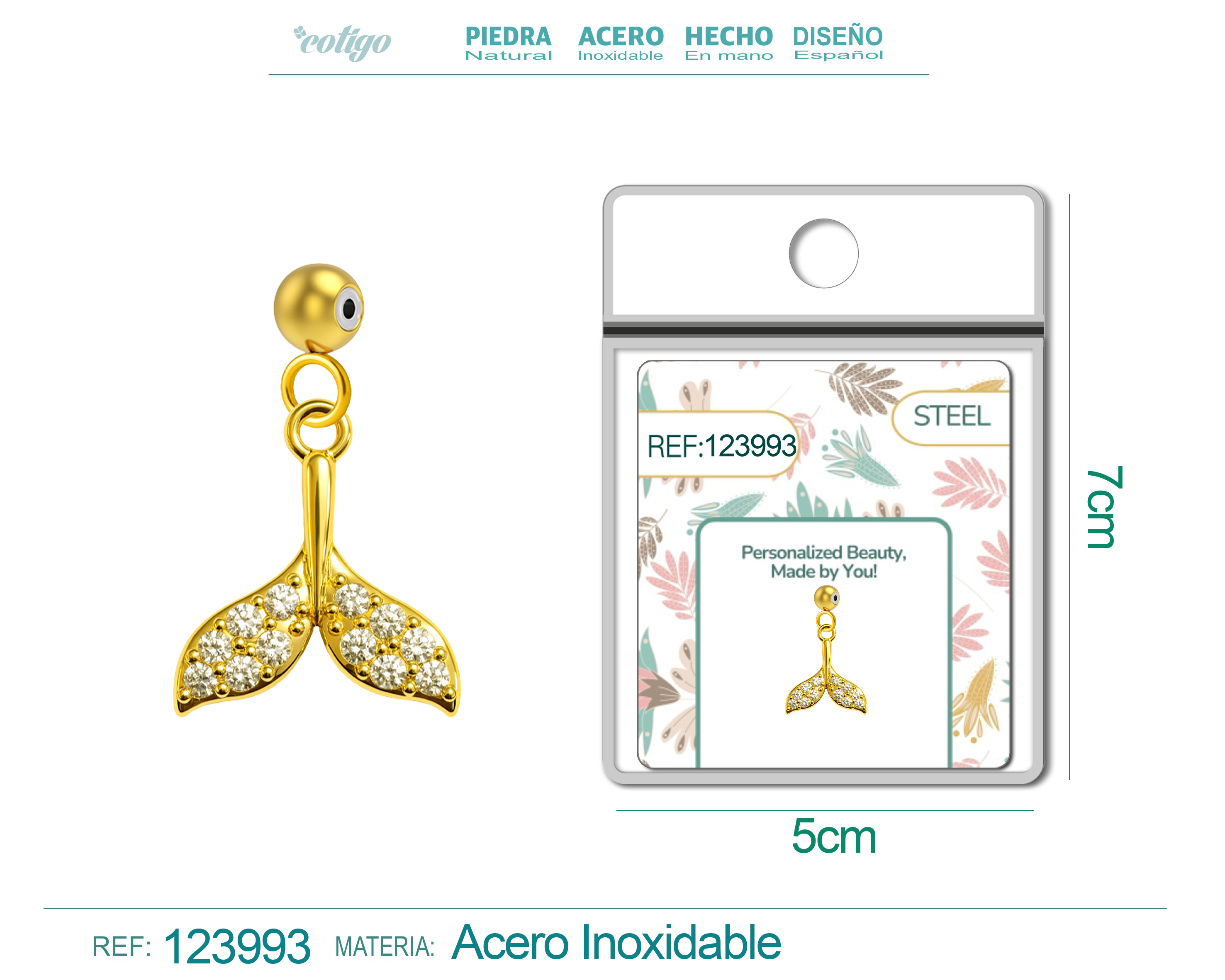 CHARM DE COBRE CHAPADO ORO 14K CON CIRCONITA-CON BOLA DE GOMA