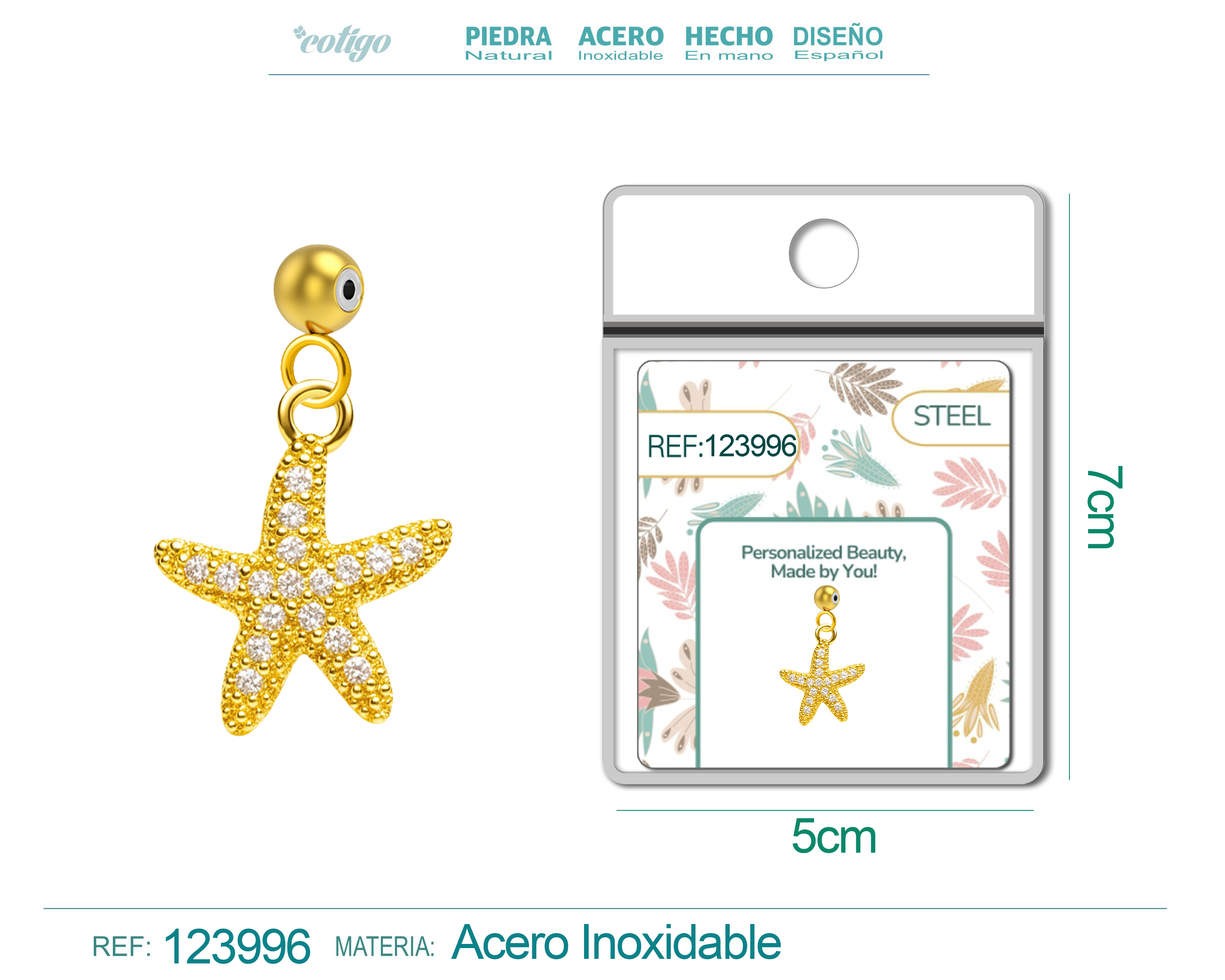 CHARM DE COBRE CHAPADO ORO 14K CON CIRCONITA-CON BOLA DE GOMA