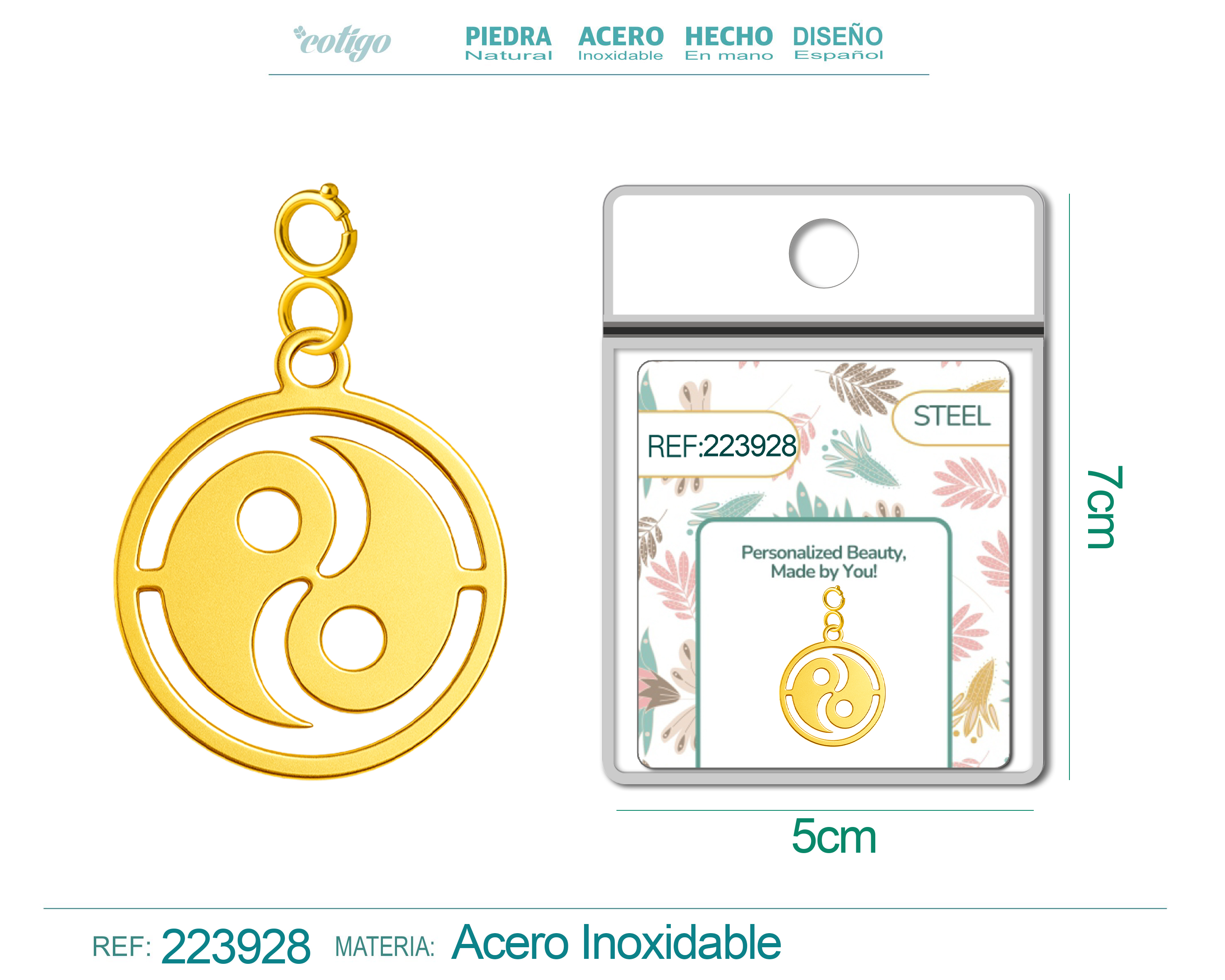 CHARM ACERO INOXIDABLE COLOR DORADO -CON CIERRE