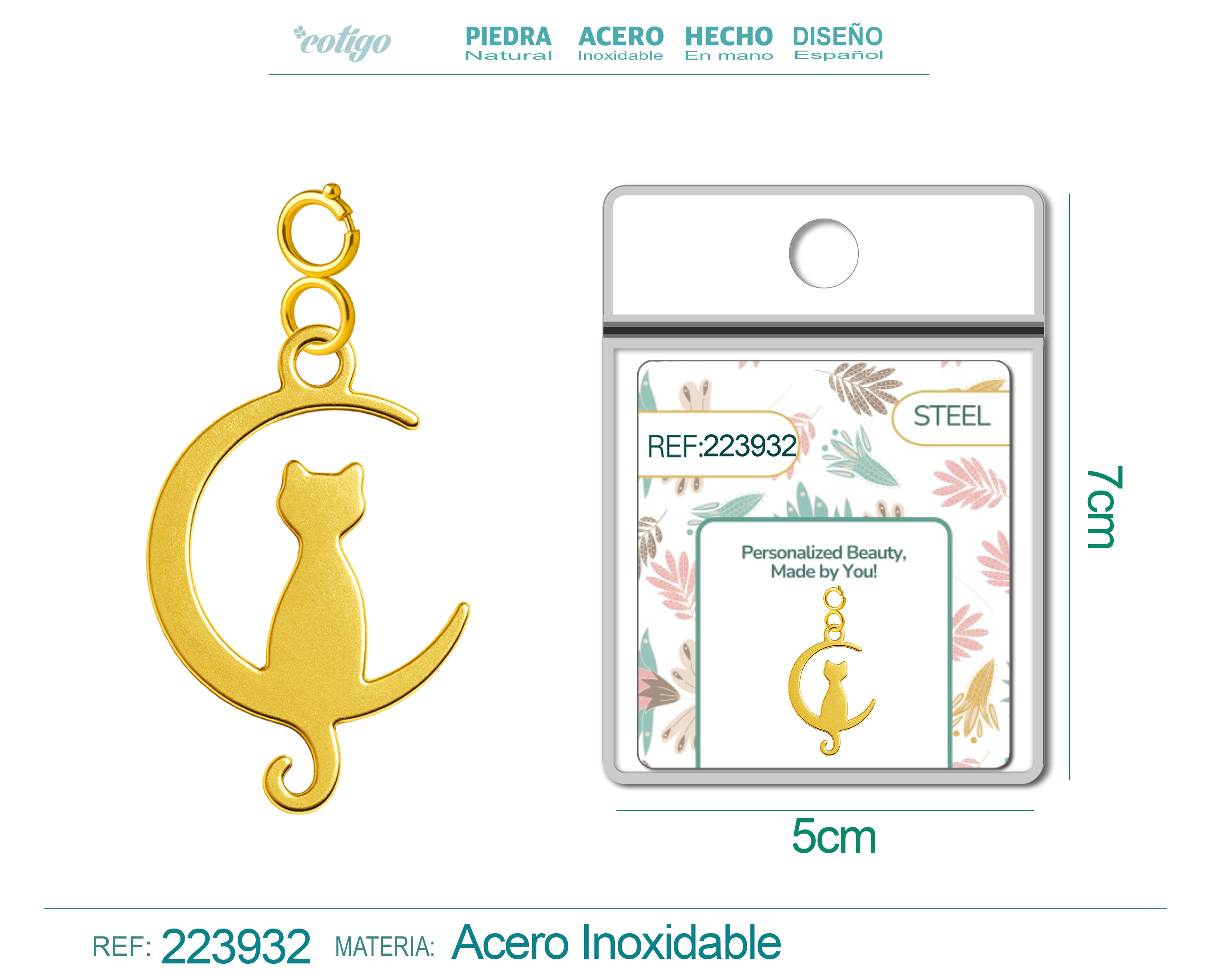 CHARM ACERO INOXIDABLE COLOR DORADO -CON CIERRE