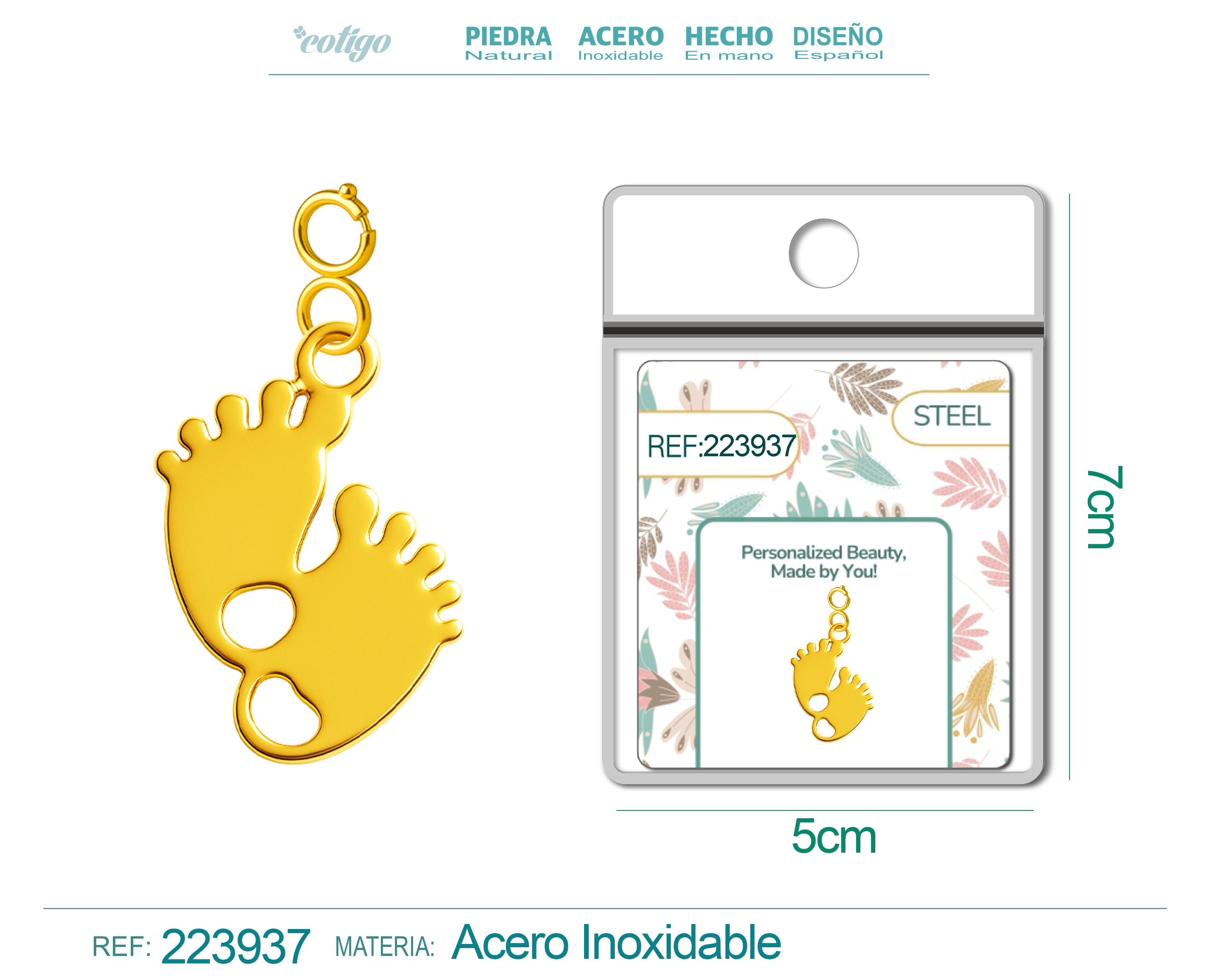 CHARM ACERO INOXIDABLE COLOR DORADO -CON CIERRE