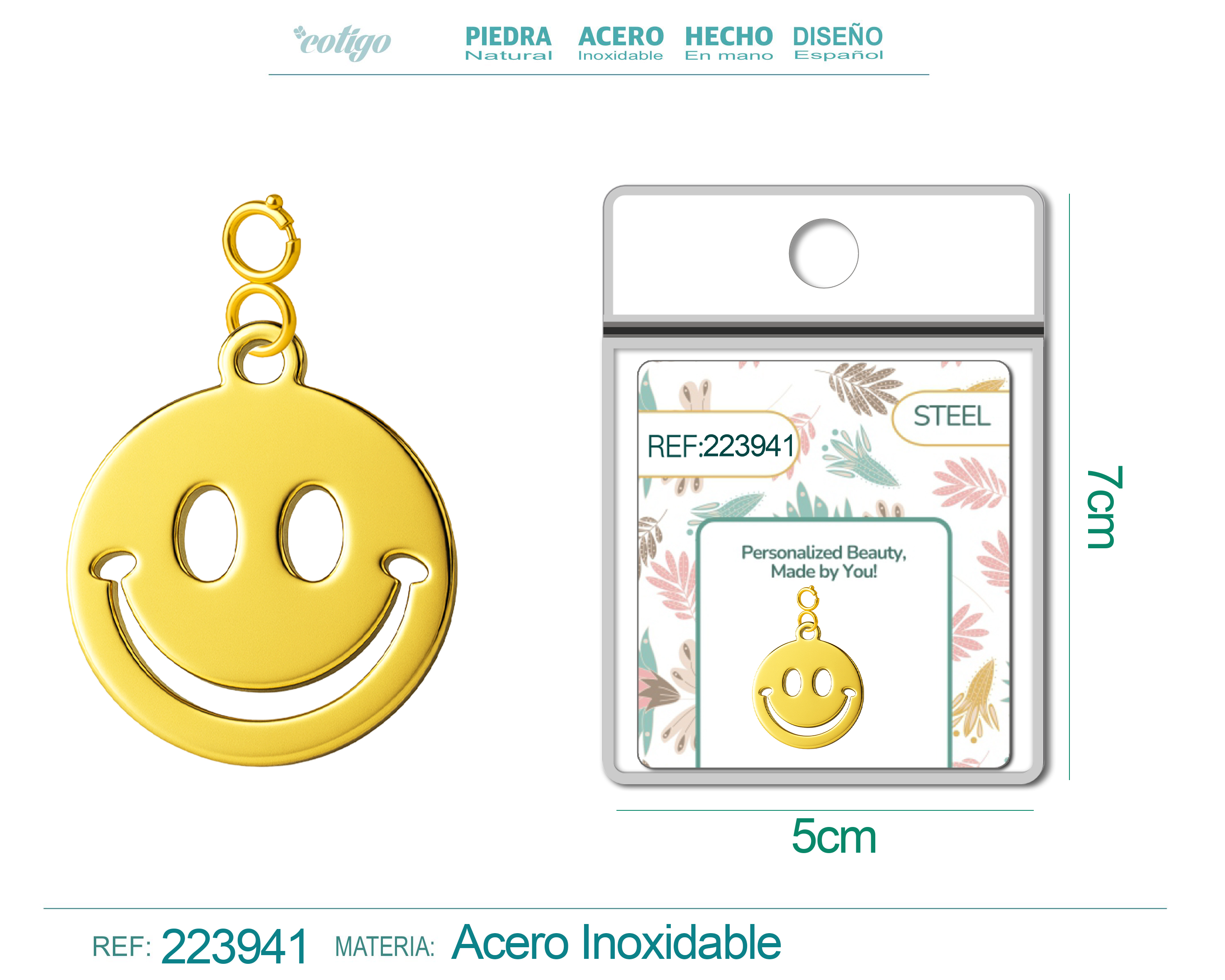 CHARM ACERO INOXIDABLE COLOR DORADO -CON CIERRE