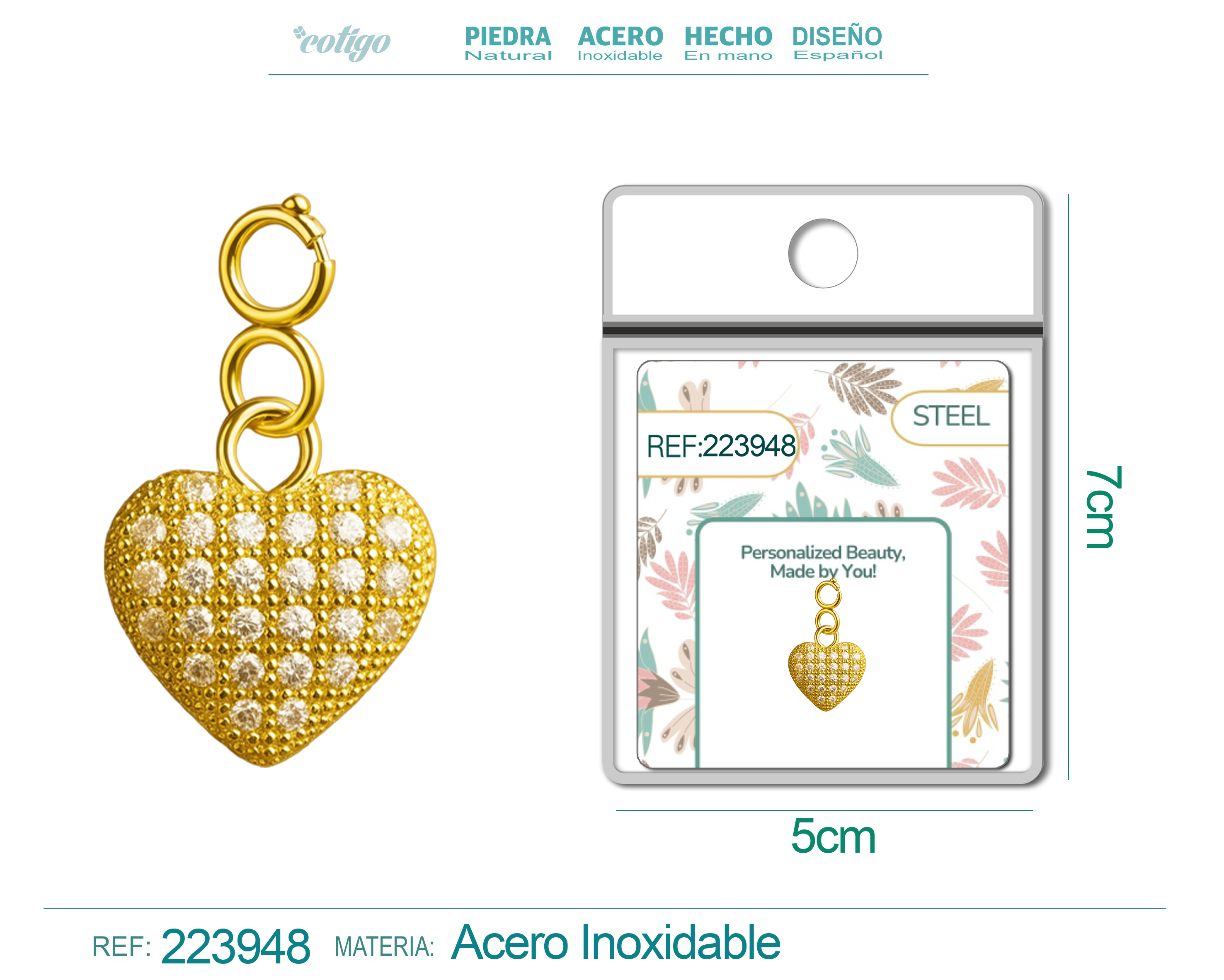 CHARM DE COBRE CHAPADO A ORO 14K CON CIRCONITA-CON CIERRE