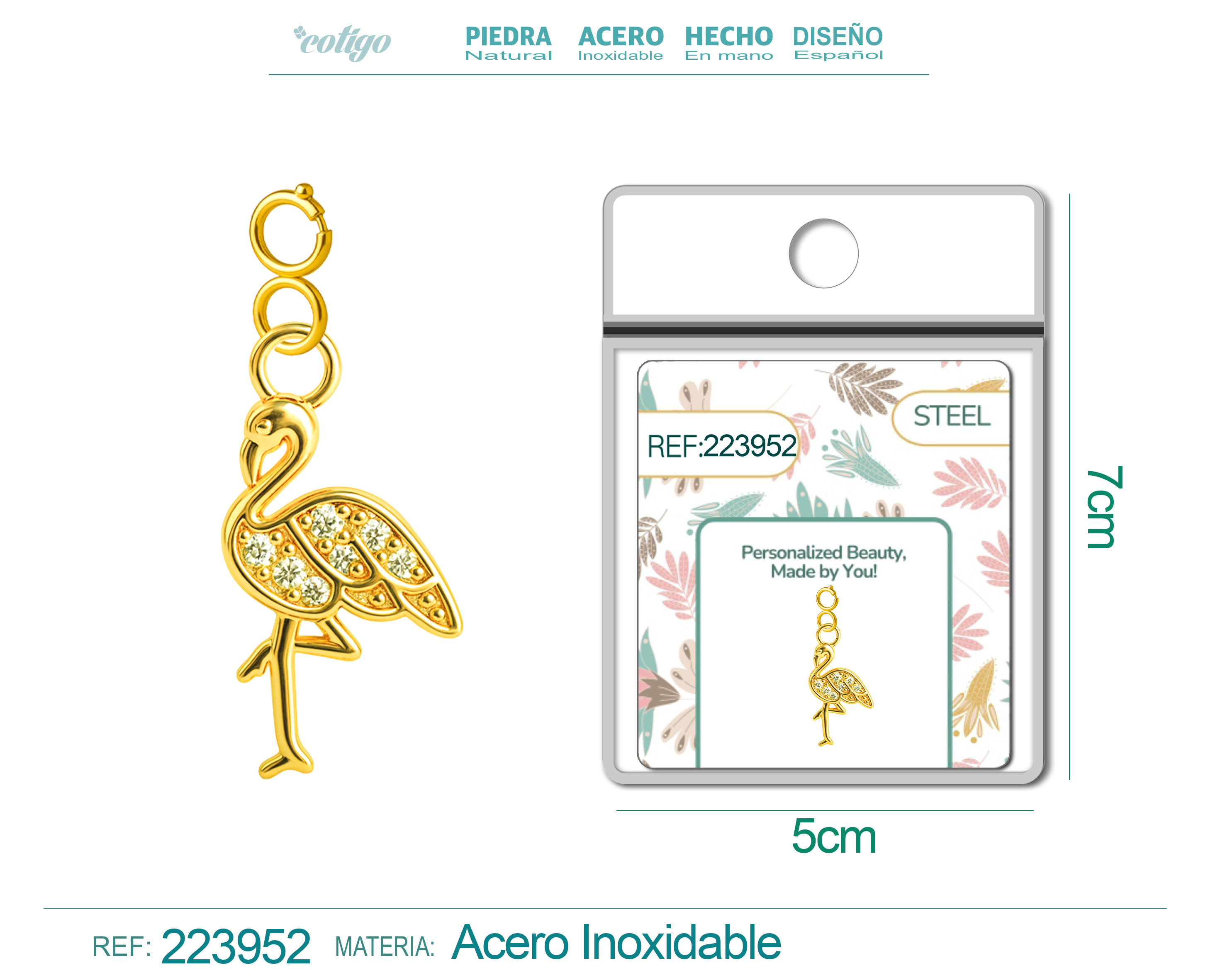 CHARM DE COBRE CHAPADO A ORO 14K CON CIRCONITA-CON CIERRE