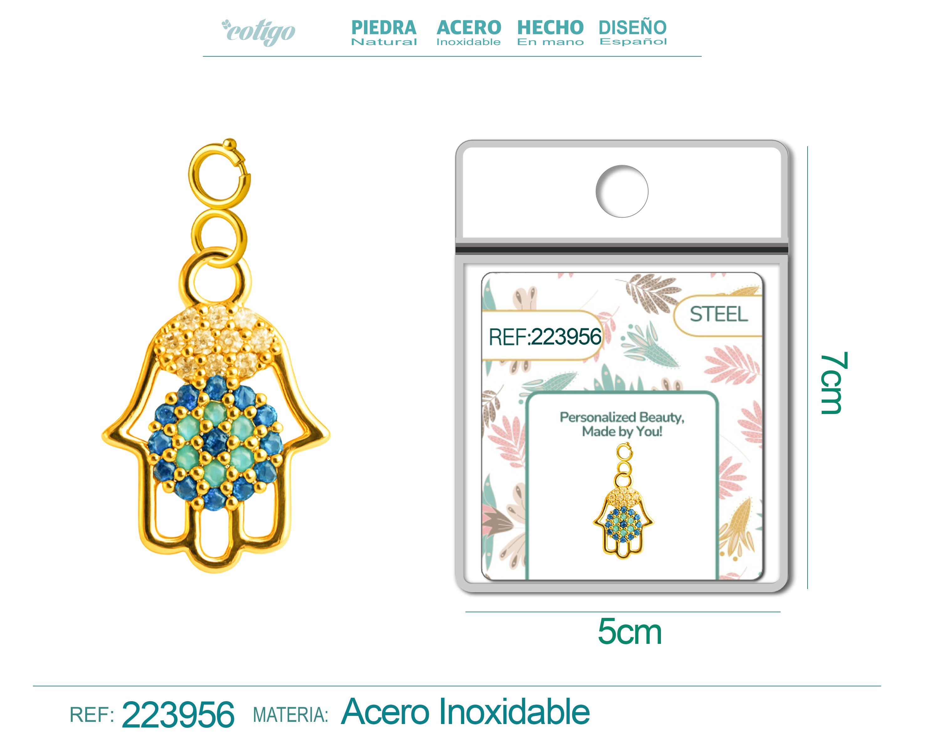 CHARM DE COBRE CHAPADO A ORO 14K CON CIRCONITA-CON CIERRE