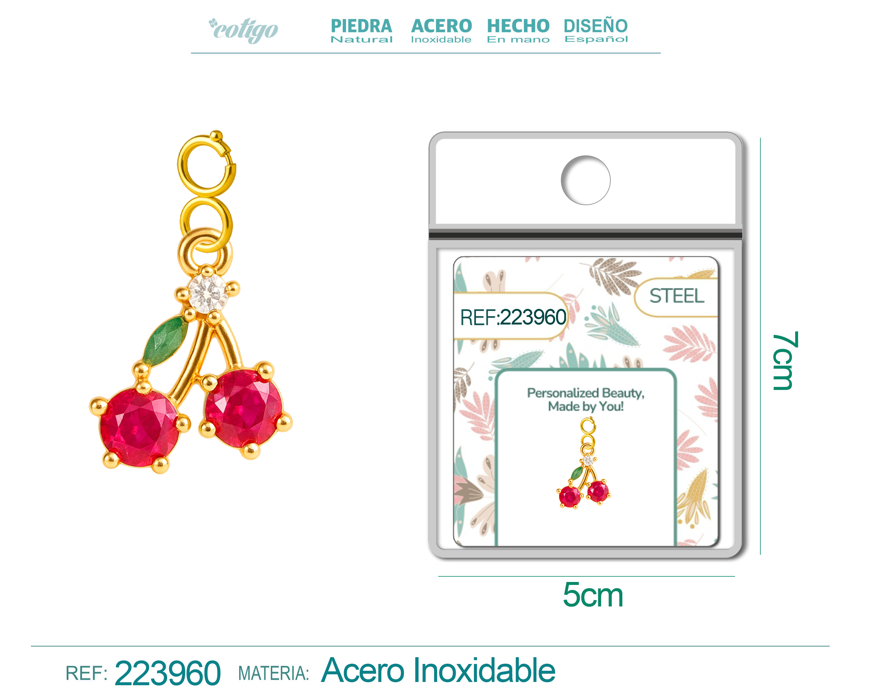 CHARM DE COBRE CHAPADO A ORO 14K CON CIRCONITA-CON CIERRE