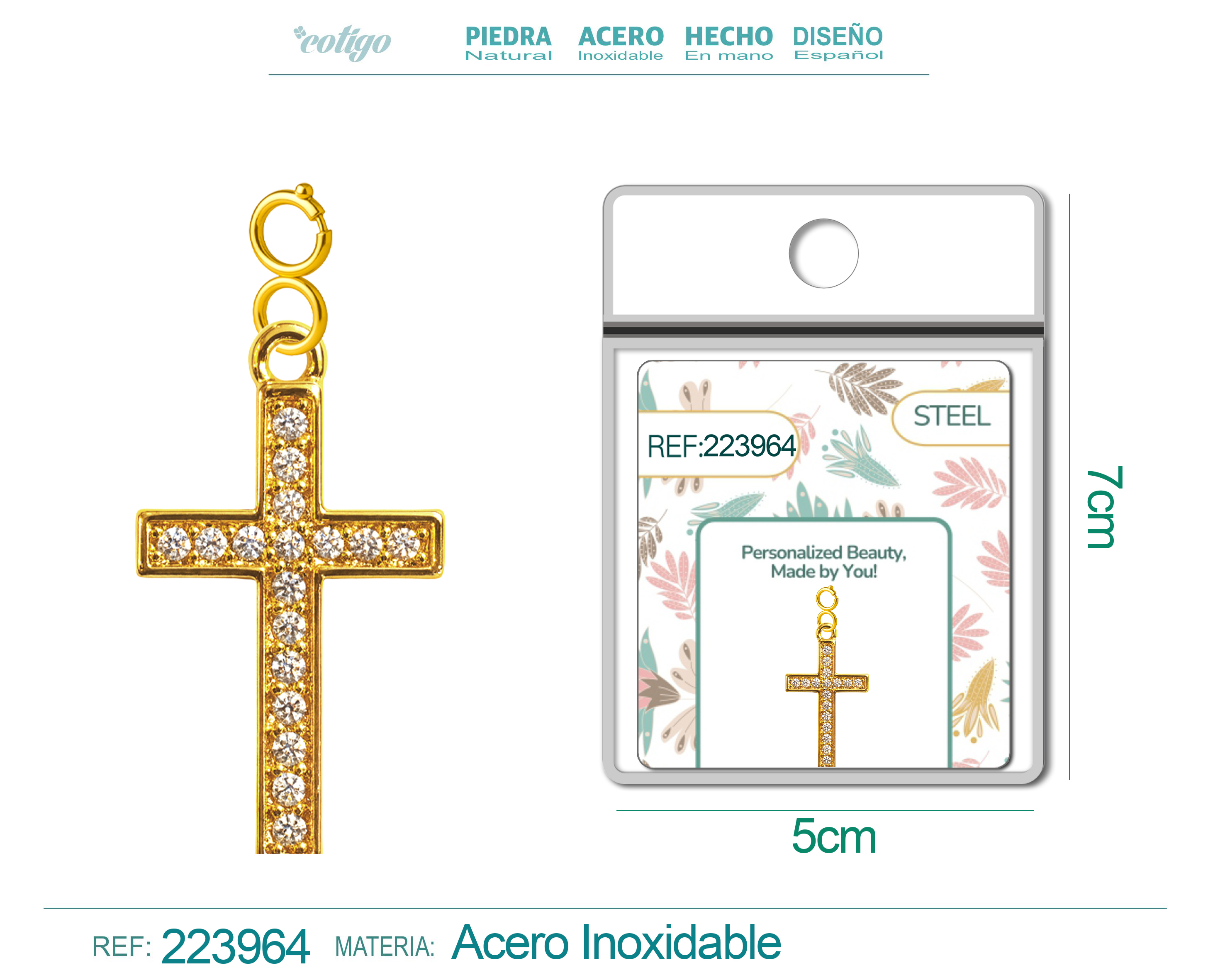 CHARM DE COBRE CHAPADO A ORO 14K CON CIRCONITA-CON CIERRE