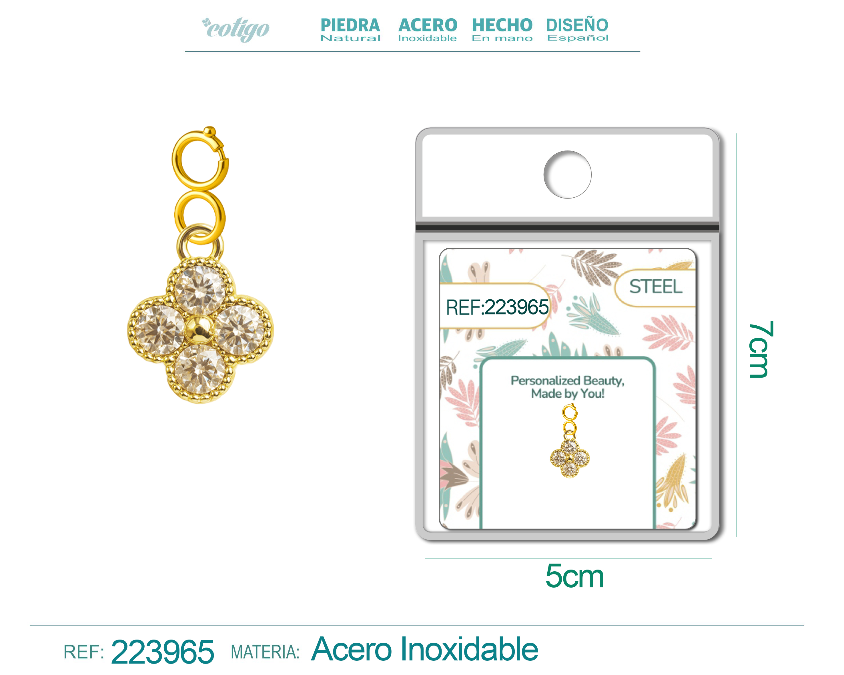CHARM DE COBRE CHAPADO A ORO 14K CON CIRCONITA-CON CIERRE