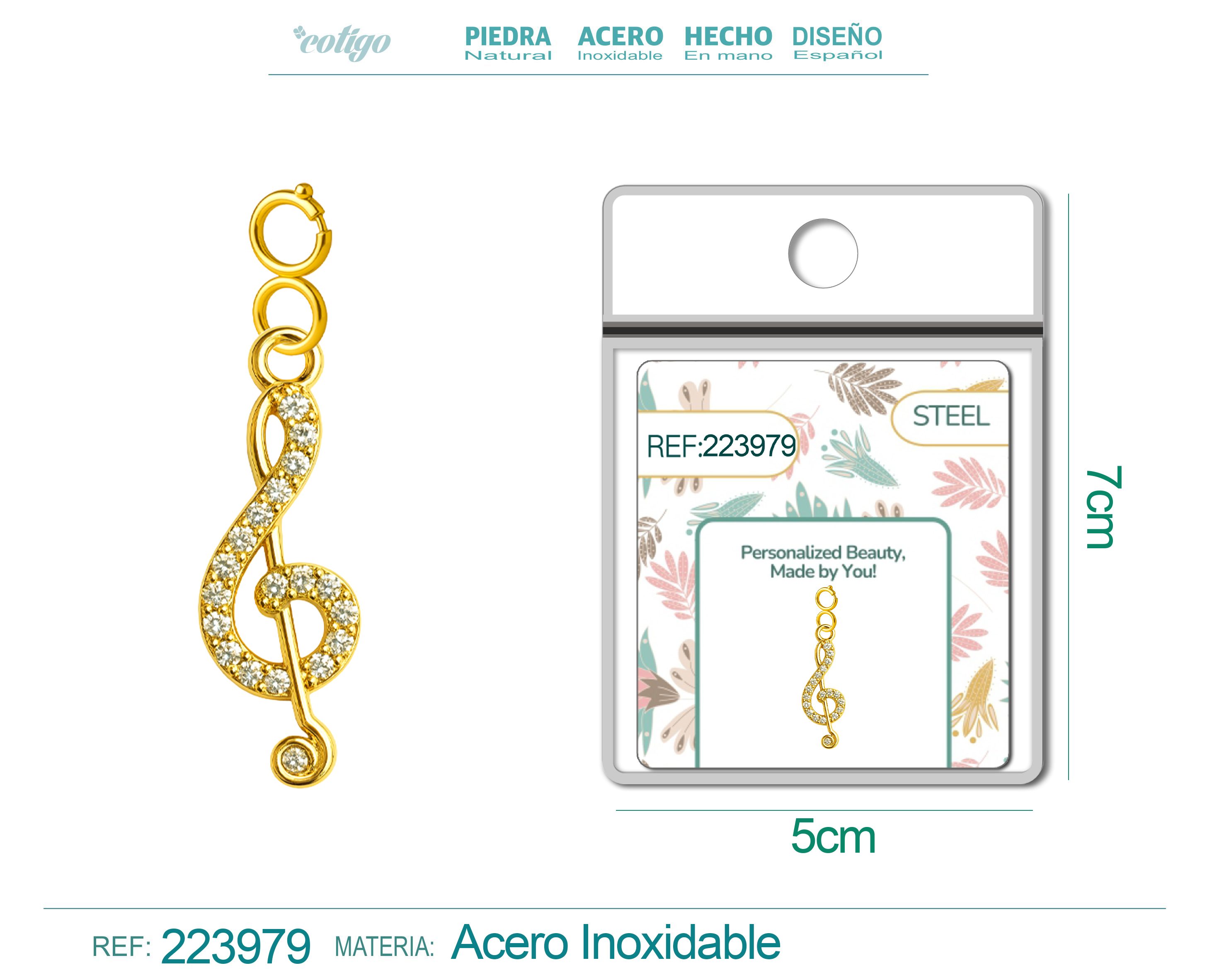 CHARM DE COBRE CHAPADO A ORO 14K CON CIRCONITA-CON CIERRE