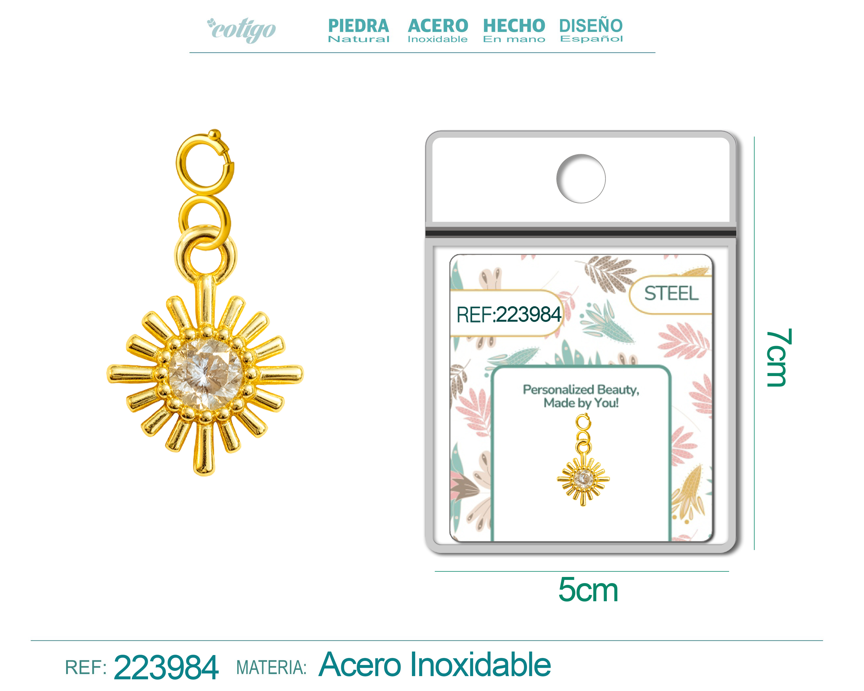 CHARM DE COBRE CHAPADO A ORO 14K CON CIRCONITA-CON CIERRE