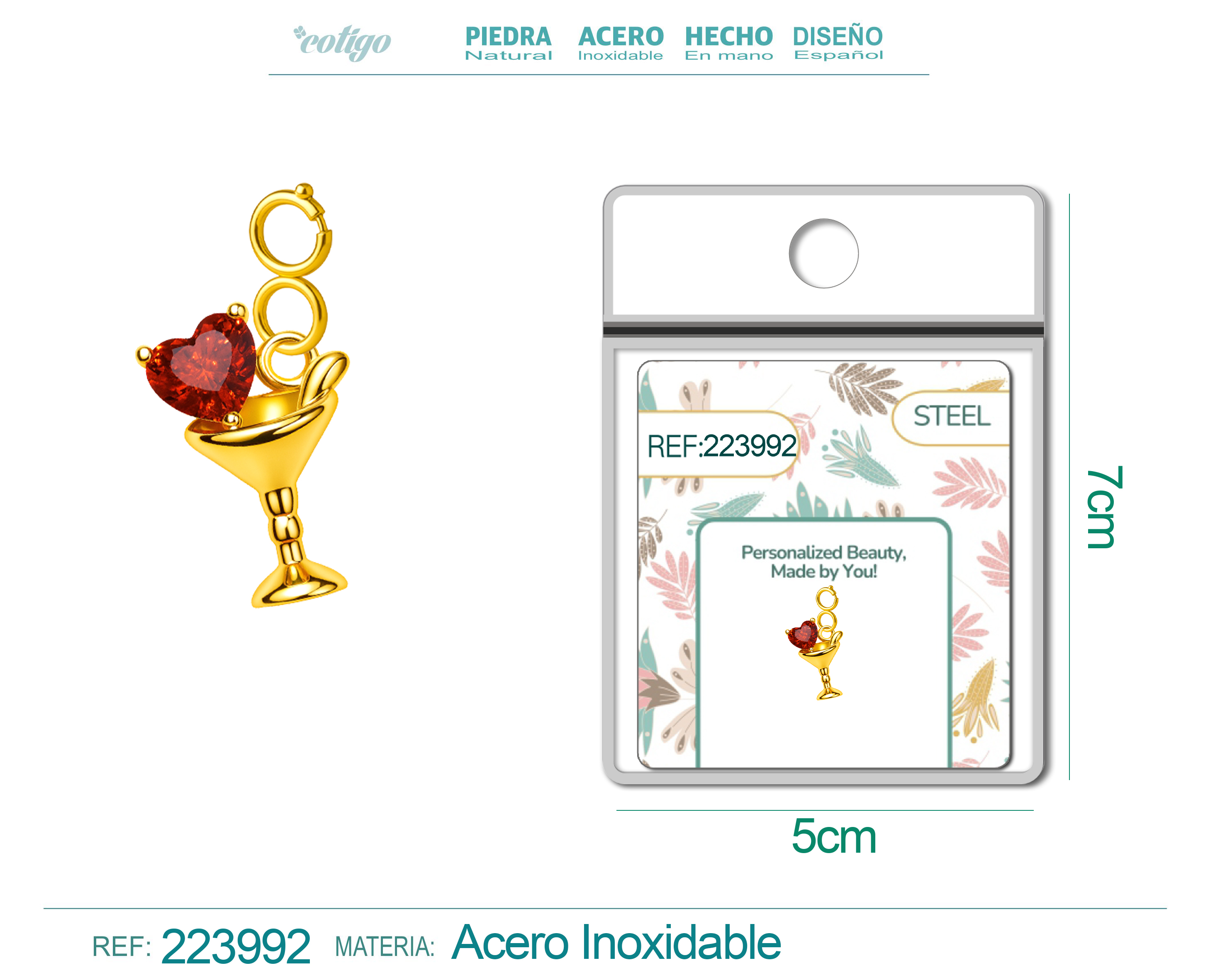 CHARM DE COBRE CHAPADO A ORO 14K CON CIRCONITA-CON CIERRE