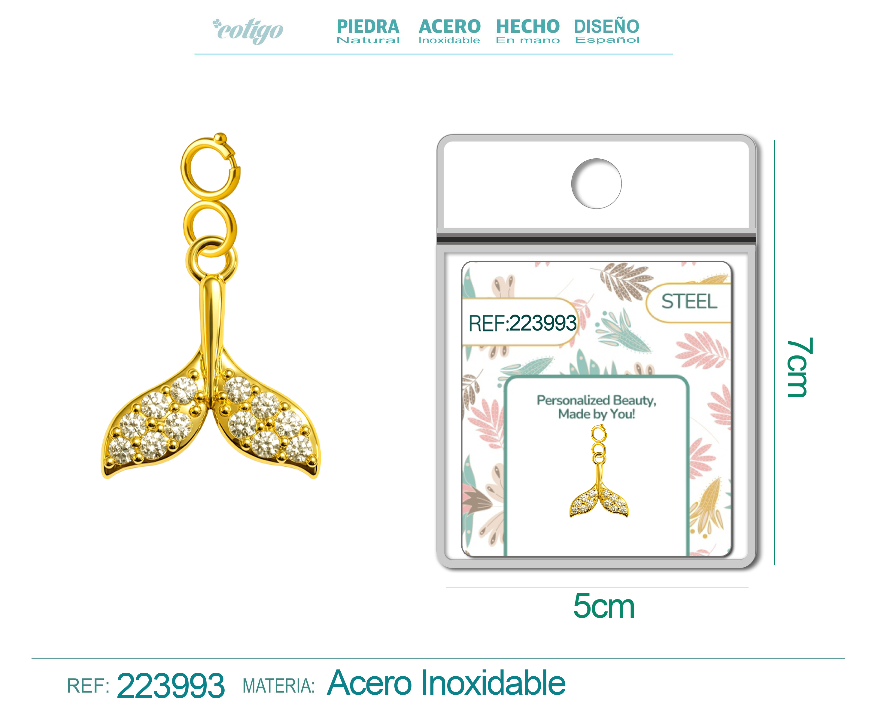 CHARM DE COBRE CHAPADO A ORO 14K CON CIRCONITA-CON CIERRE